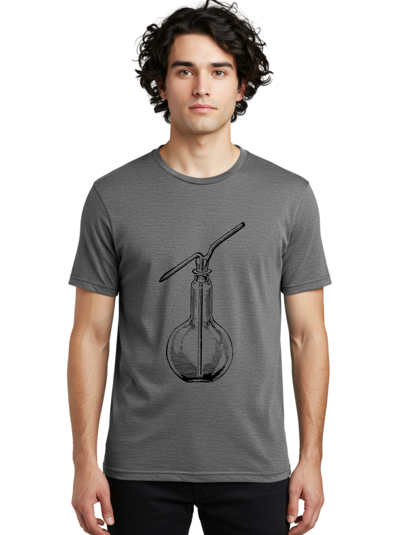 Woulfe-Bottle Men'S Graphic Tee, 100% Cotton, Comfortable Casual Summer Wear, Machine Washable, Laboratory Equipment, Glassware, Science Tools, Chemistry Lab, Wash Bottle, Chemical Apparatus, Scientific Instruments, Experimental Gear Aad665 16