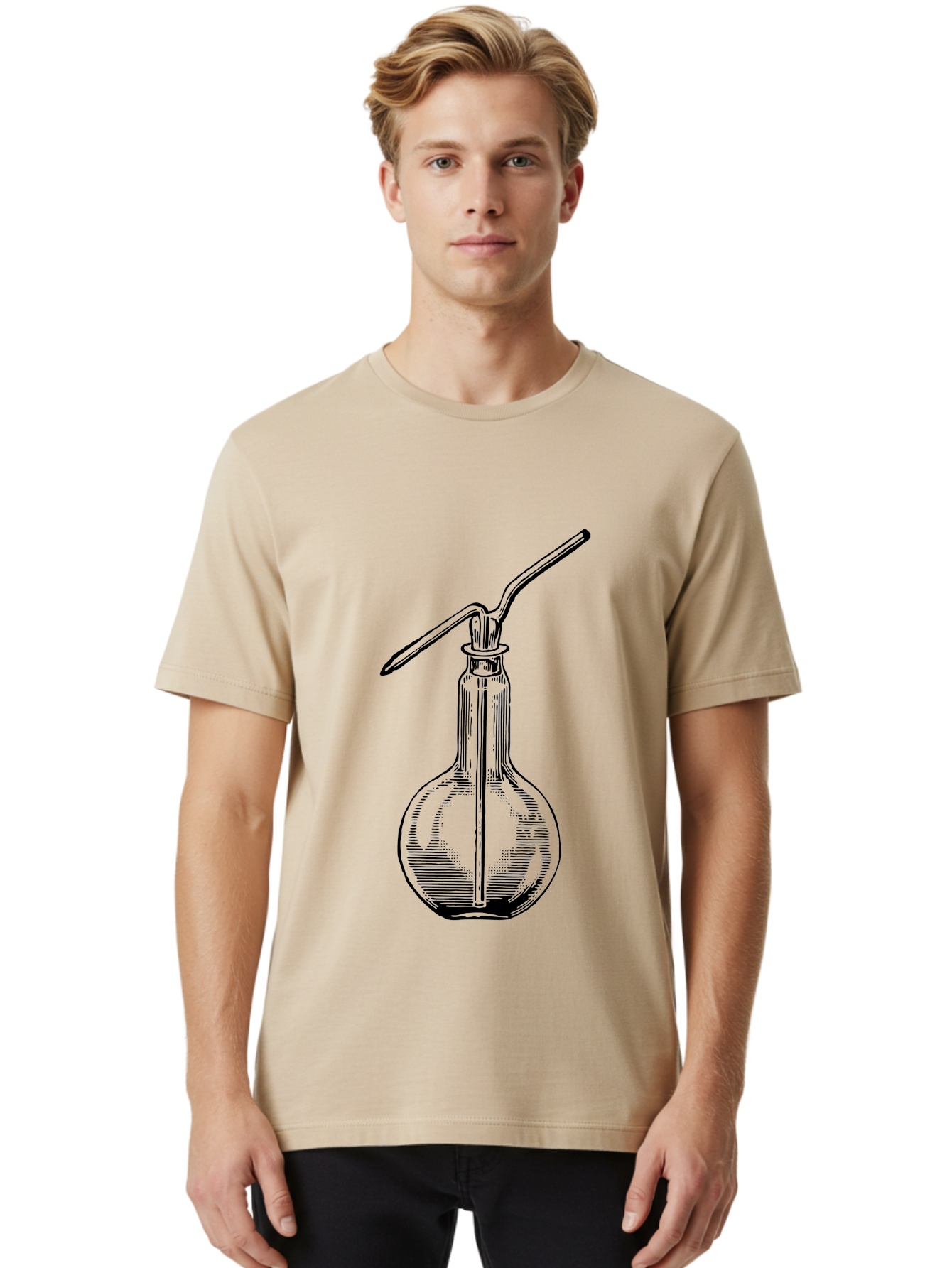 Woulfe-Bottle Men'S Graphic Tee, 100% Cotton, Comfortable Casual Summer Wear, Machine Washable, Laboratory Equipment, Glassware, Science Tools, Chemistry Lab, Wash Bottle, Chemical Apparatus, Scientific Instruments, Experimental Gear Aad665 26