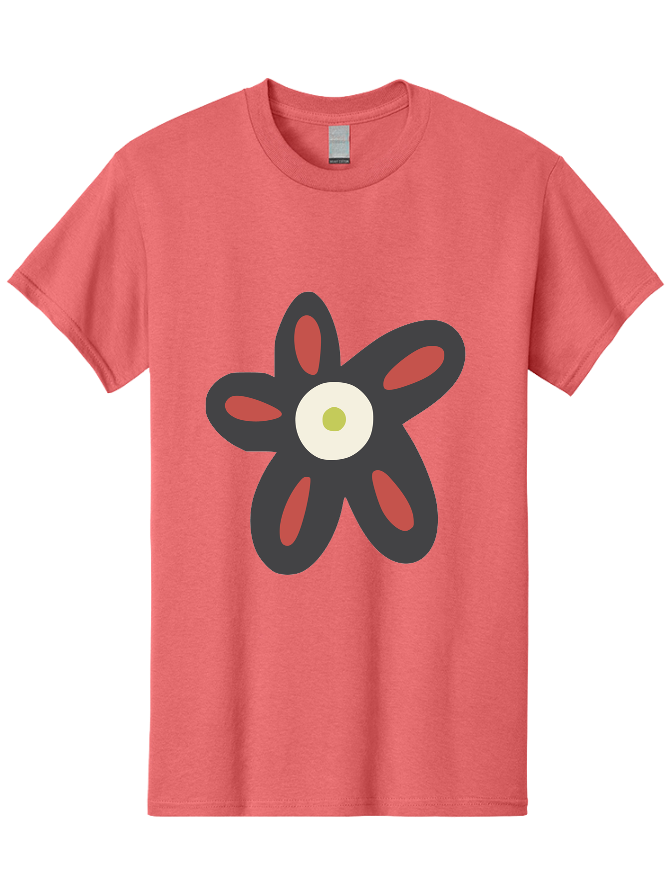 Men'S Graphic Tee, 100% Cotton, Comfortable Casual Summer Wear, Machine Washable, Stylized Flower, Floral Design, Modern Art, Abstract Flower, Minimalist Graphic, Six Petals, Bold Colors, Simple Shapes Aad666 7