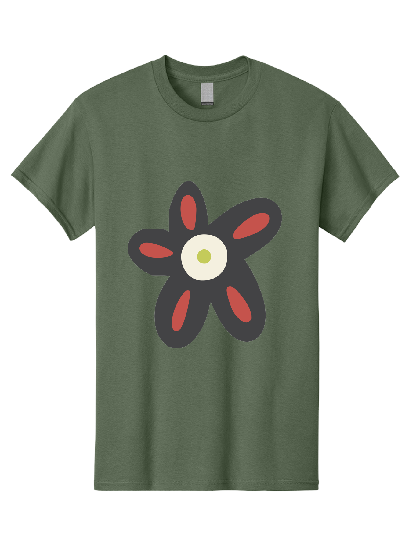 Men'S Graphic Tee, 100% Cotton, Comfortable Casual Summer Wear, Machine Washable, Stylized Flower, Floral Design, Modern Art, Abstract Flower, Minimalist Graphic, Six Petals, Bold Colors, Simple Shapes Aad666 15