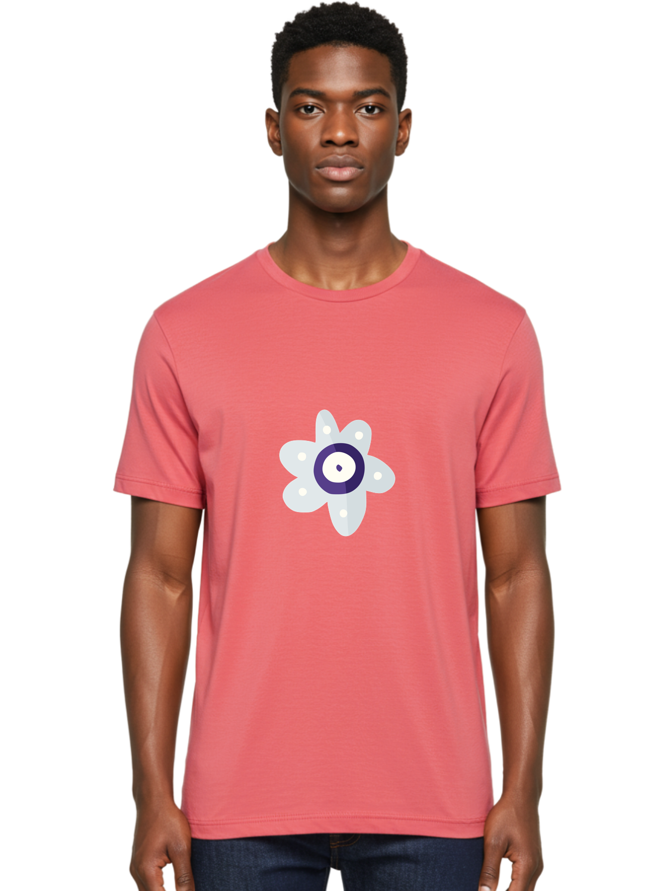 All-Seeing-Flower Men'S Graphic Tee, 100% Cotton, Comfortable Casual Summer Wear, Machine Washable, All-Seeing Eye, Mystical Symbol, Spiritual Icon, Symbolic Eye, Mystic Graphics, Abstract Art, Symbolic Imagery, Esoteric Symbols Aad667 26