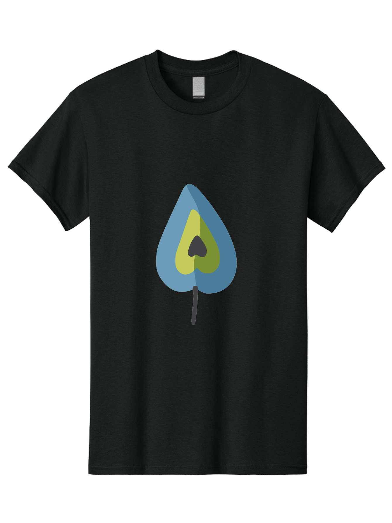 Avocado-1 Men'S Graphic Tee, 100% Cotton, Comfortable Casual Summer Wear, Machine Washable, Stylized Leaf, Blue And Yellow Design, Heart-Shaped Center, Black Stem, Abstract Art, Modern Illustration, Symbolic Leaf, Minimalist Graphic Aad668 13