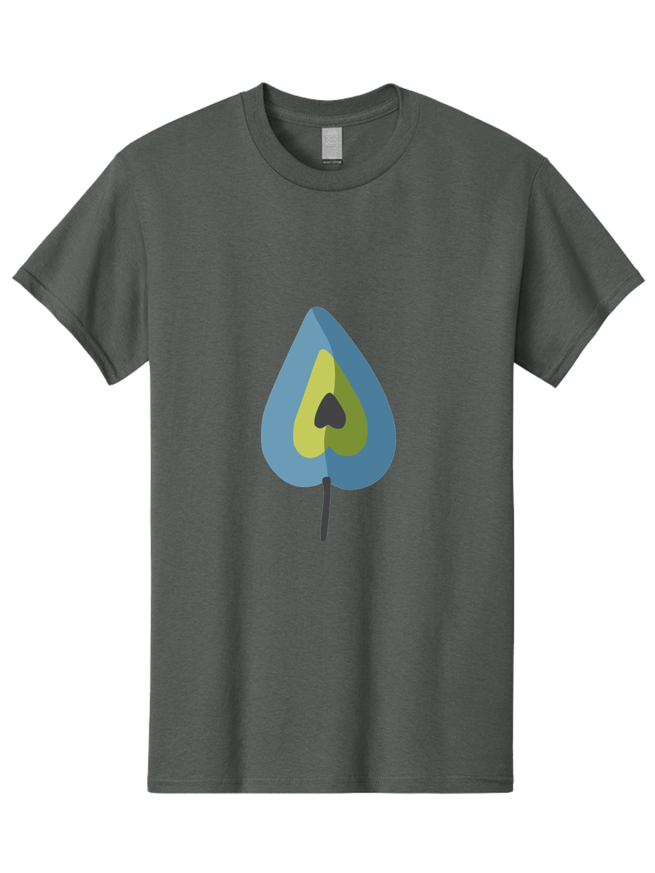 Avocado-1 Men'S Graphic Tee, 100% Cotton, Comfortable Casual Summer Wear, Machine Washable, Stylized Leaf, Blue And Yellow Design, Heart-Shaped Center, Black Stem, Abstract Art, Modern Illustration, Symbolic Leaf, Minimalist Graphic Aad668 15