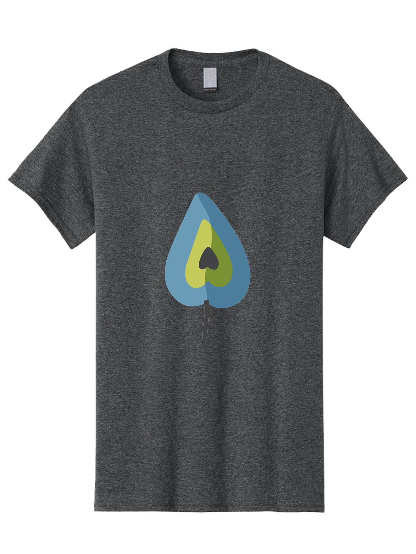 Avocado-1 Men'S Graphic Tee, 100% Cotton, Comfortable Casual Summer Wear, Machine Washable, Stylized Leaf, Blue And Yellow Design, Heart-Shaped Center, Black Stem, Abstract Art, Modern Illustration, Symbolic Leaf, Minimalist Graphic Aad668 17