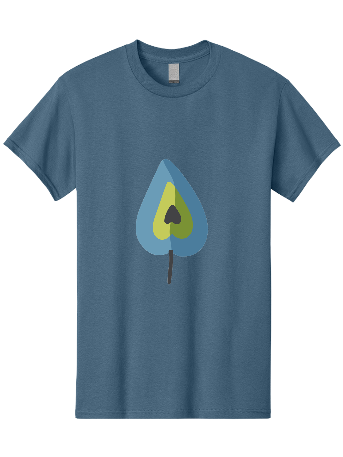 Avocado-1 Men'S Graphic Tee, 100% Cotton, Comfortable Casual Summer Wear, Machine Washable, Stylized Leaf, Blue And Yellow Design, Heart-Shaped Center, Black Stem, Abstract Art, Modern Illustration, Symbolic Leaf, Minimalist Graphic Aad668 19