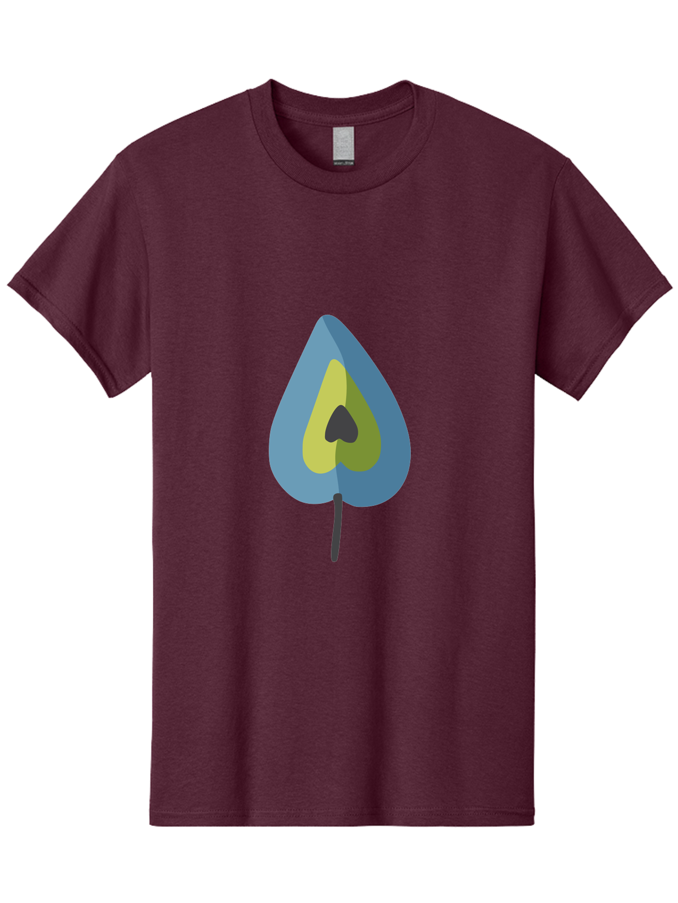 Avocado-1 Men'S Graphic Tee, 100% Cotton, Comfortable Casual Summer Wear, Machine Washable, Stylized Leaf, Blue And Yellow Design, Heart-Shaped Center, Black Stem, Abstract Art, Modern Illustration, Symbolic Leaf, Minimalist Graphic Aad668 3