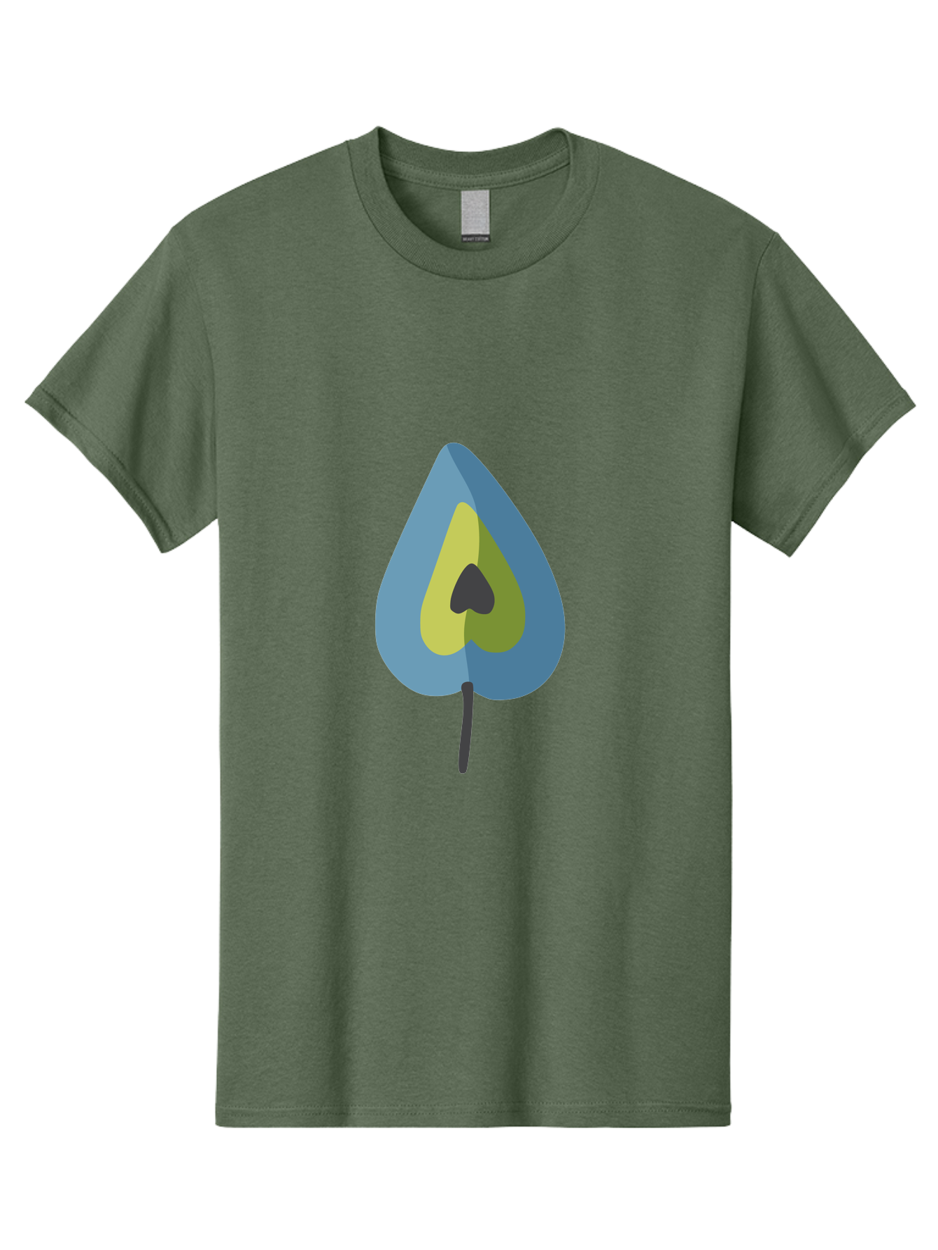 Avocado-1 Men'S Graphic Tee, 100% Cotton, Comfortable Casual Summer Wear, Machine Washable, Stylized Leaf, Blue And Yellow Design, Heart-Shaped Center, Black Stem, Abstract Art, Modern Illustration, Symbolic Leaf, Minimalist Graphic Aad668 23