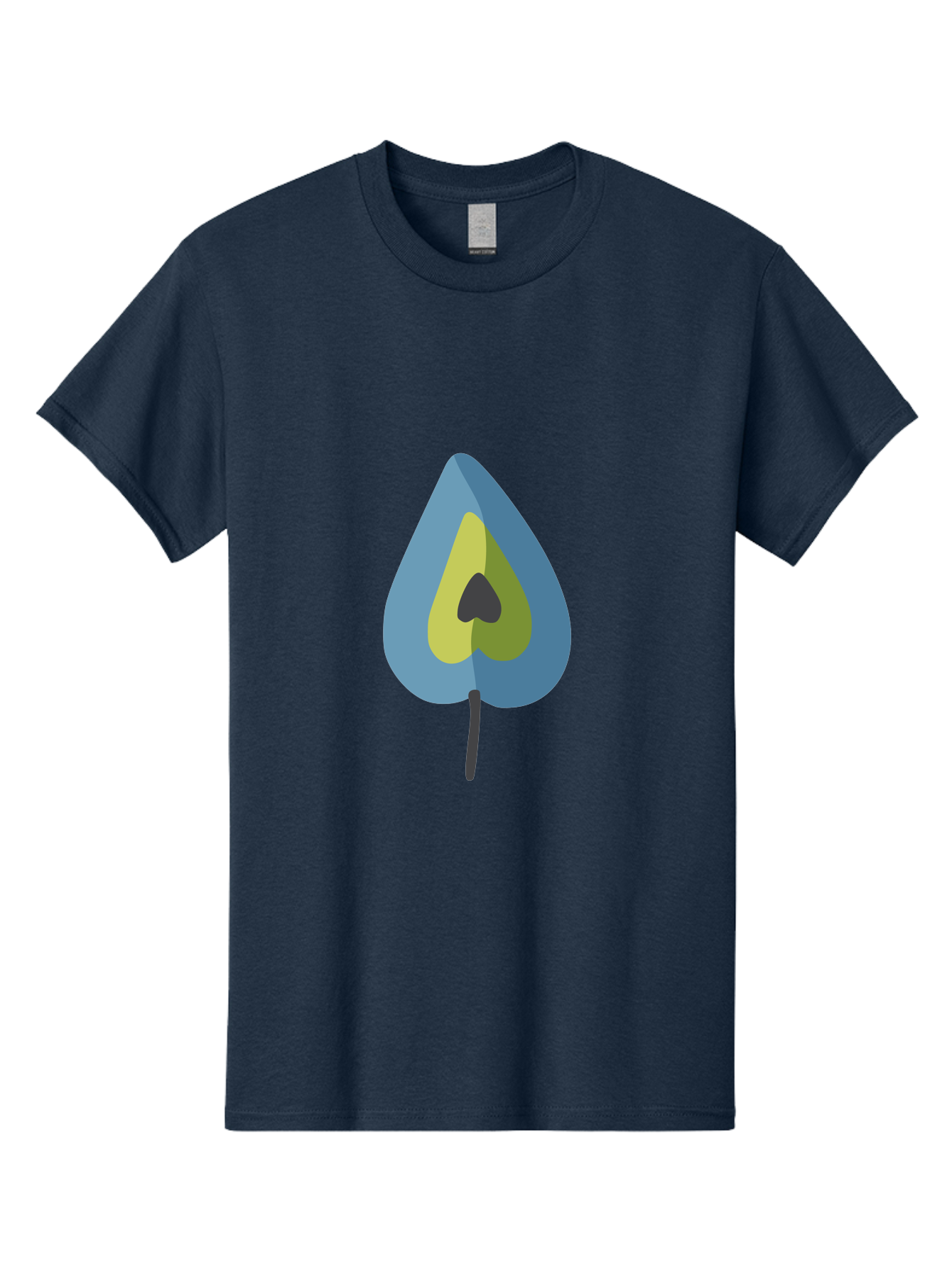 Avocado-1 Men'S Graphic Tee, 100% Cotton, Comfortable Casual Summer Wear, Machine Washable, Stylized Leaf, Blue And Yellow Design, Heart-Shaped Center, Black Stem, Abstract Art, Modern Illustration, Symbolic Leaf, Minimalist Graphic Aad668 11