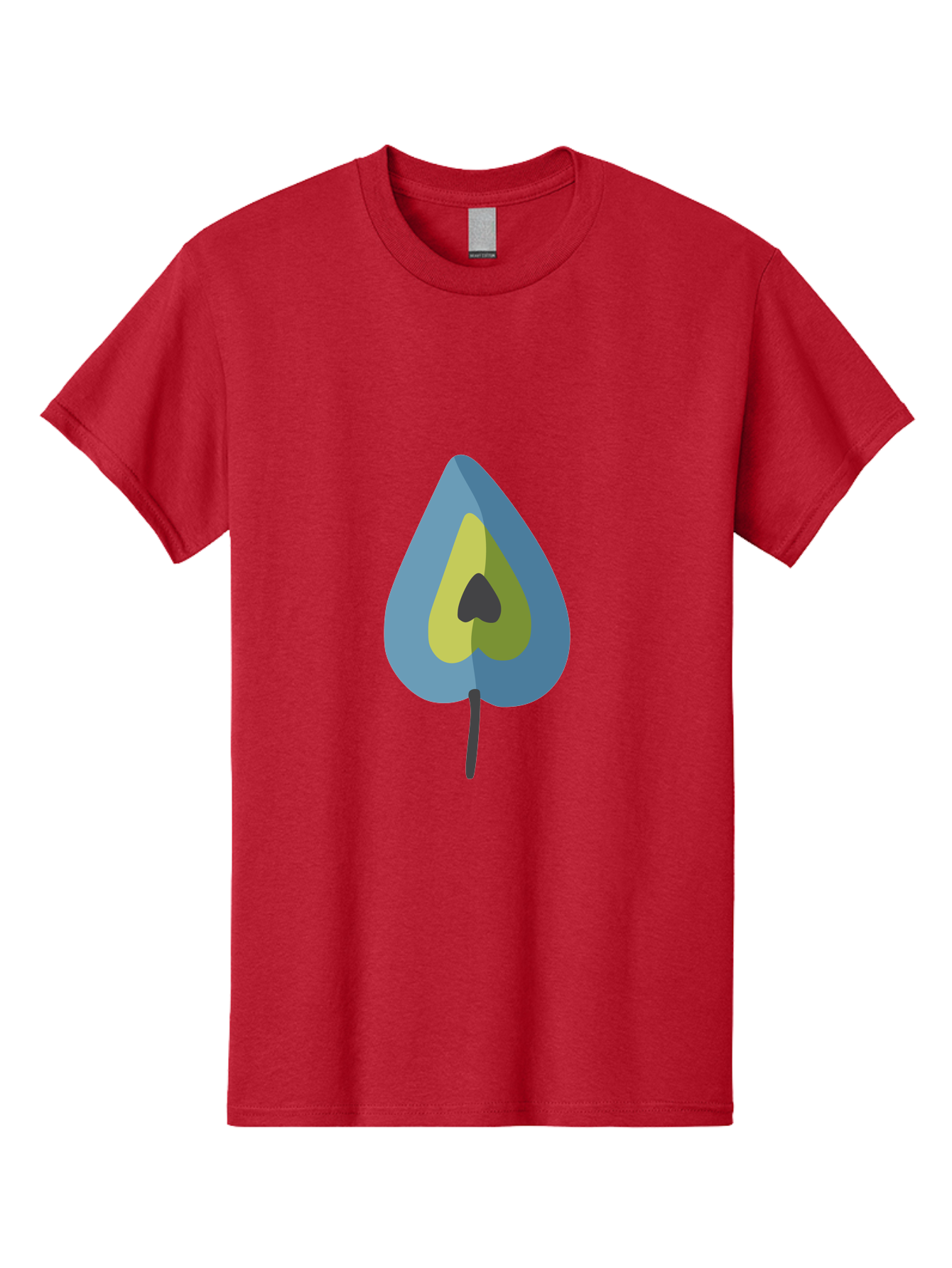Avocado-1 Men'S Graphic Tee, 100% Cotton, Comfortable Casual Summer Wear, Machine Washable, Stylized Leaf, Blue And Yellow Design, Heart-Shaped Center, Black Stem, Abstract Art, Modern Illustration, Symbolic Leaf, Minimalist Graphic Aad668 5