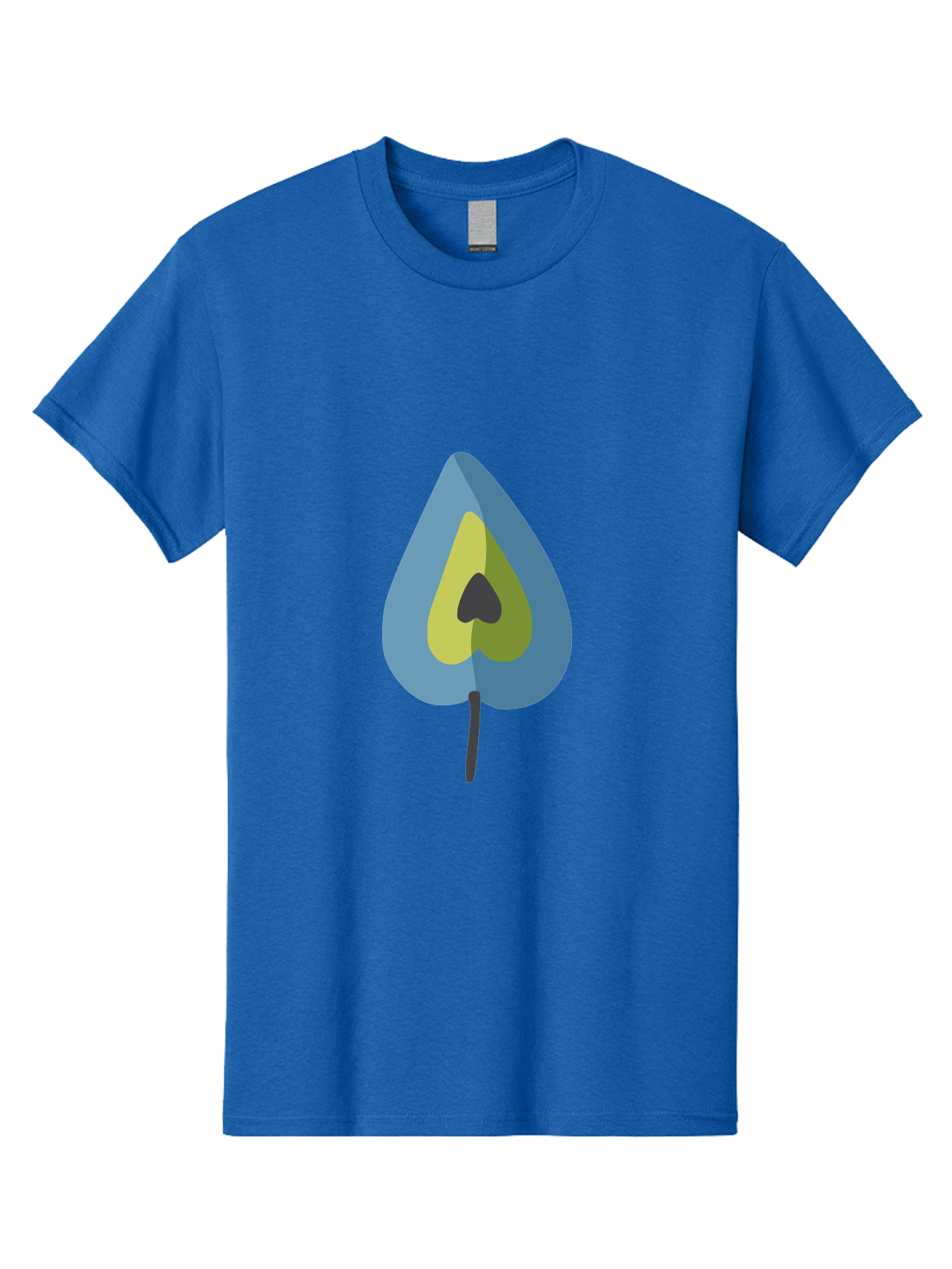 Avocado-1 Men'S Graphic Tee, 100% Cotton, Comfortable Casual Summer Wear, Machine Washable, Stylized Leaf, Blue And Yellow Design, Heart-Shaped Center, Black Stem, Abstract Art, Modern Illustration, Symbolic Leaf, Minimalist Graphic Aad668 29