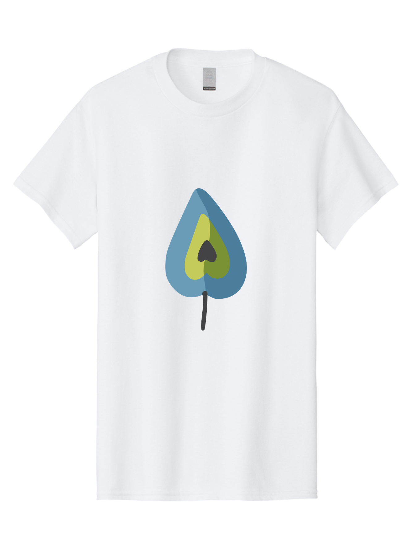 Avocado-1 Men'S Graphic Tee, 100% Cotton, Comfortable Casual Summer Wear, Machine Washable, Stylized Leaf, Blue And Yellow Design, Heart-Shaped Center, Black Stem, Abstract Art, Modern Illustration, Symbolic Leaf, Minimalist Graphic Aad668 25