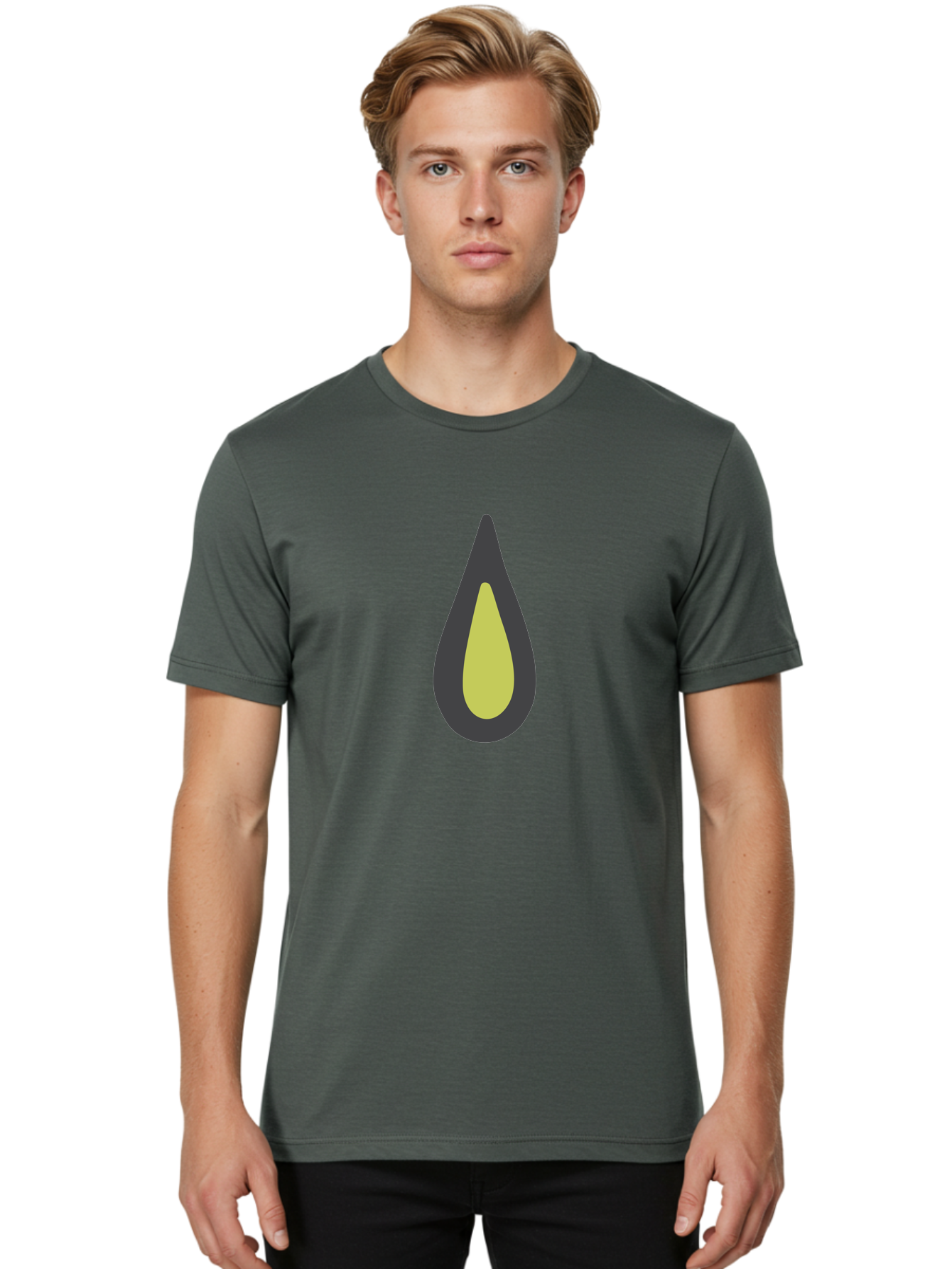 Avocado-2 Men'S Graphic Tee, 100% Cotton, Comfortable Casual Summer Wear, Machine Washable, Avocado Illustration, Simple Design, Minimalist Art, Yellow And Black Colors, Fruit Icon, Healthy Food Symbol, Green Background Ignored, Aad669 26