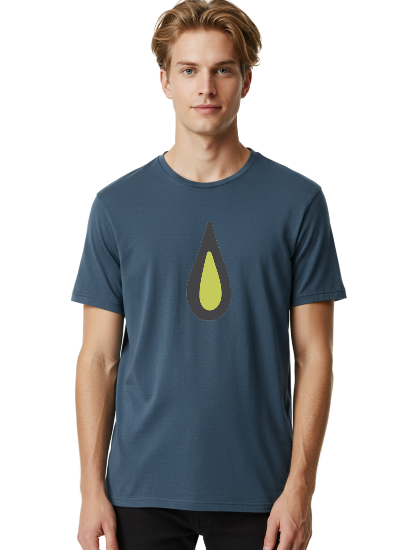 Avocado-2 Men'S Graphic Tee, 100% Cotton, Comfortable Casual Summer Wear, Machine Washable, Avocado Illustration, Simple Design, Minimalist Art, Yellow And Black Colors, Fruit Icon, Healthy Food Symbol, Green Background Ignored, Aad669 24
