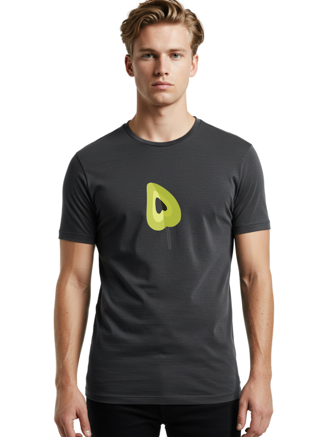 Avocado-Half Men'S Graphic Tee, 100% Cotton, Comfortable Casual Summer Wear, Machine Washable, Avocado Illustration, Halved Avocado, Heart Shape Pit, Simple Design, Minimalist Art, Food Graphic, Healthy Eating, Nutrition Symbol Aad670 30