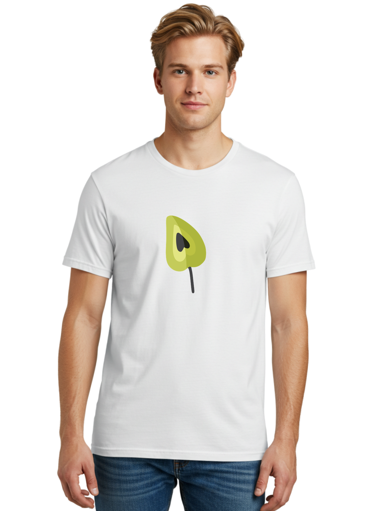Avocado-Half Men'S Graphic Tee, 100% Cotton, Comfortable Casual Summer Wear, Machine Washable, Avocado Illustration, Halved Avocado, Heart Shape Pit, Simple Design, Minimalist Art, Food Graphic, Healthy Eating, Nutrition Symbol Aad670 10
