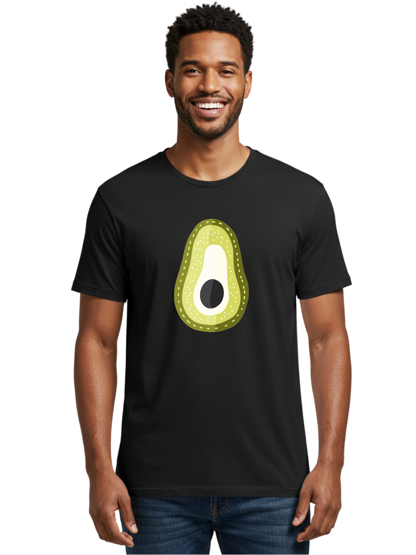 Avocado Men'S Graphic Tee, 100% Cotton, Comfortable Casual Summer Wear, Machine Washable, Avocado Slice, Ripe Avocado, Green Fruit, Single Pit, Avocado Texture, Cartoon Style, Healthy Eating, Nutritious Food, Fruit Illustration Aad671 28