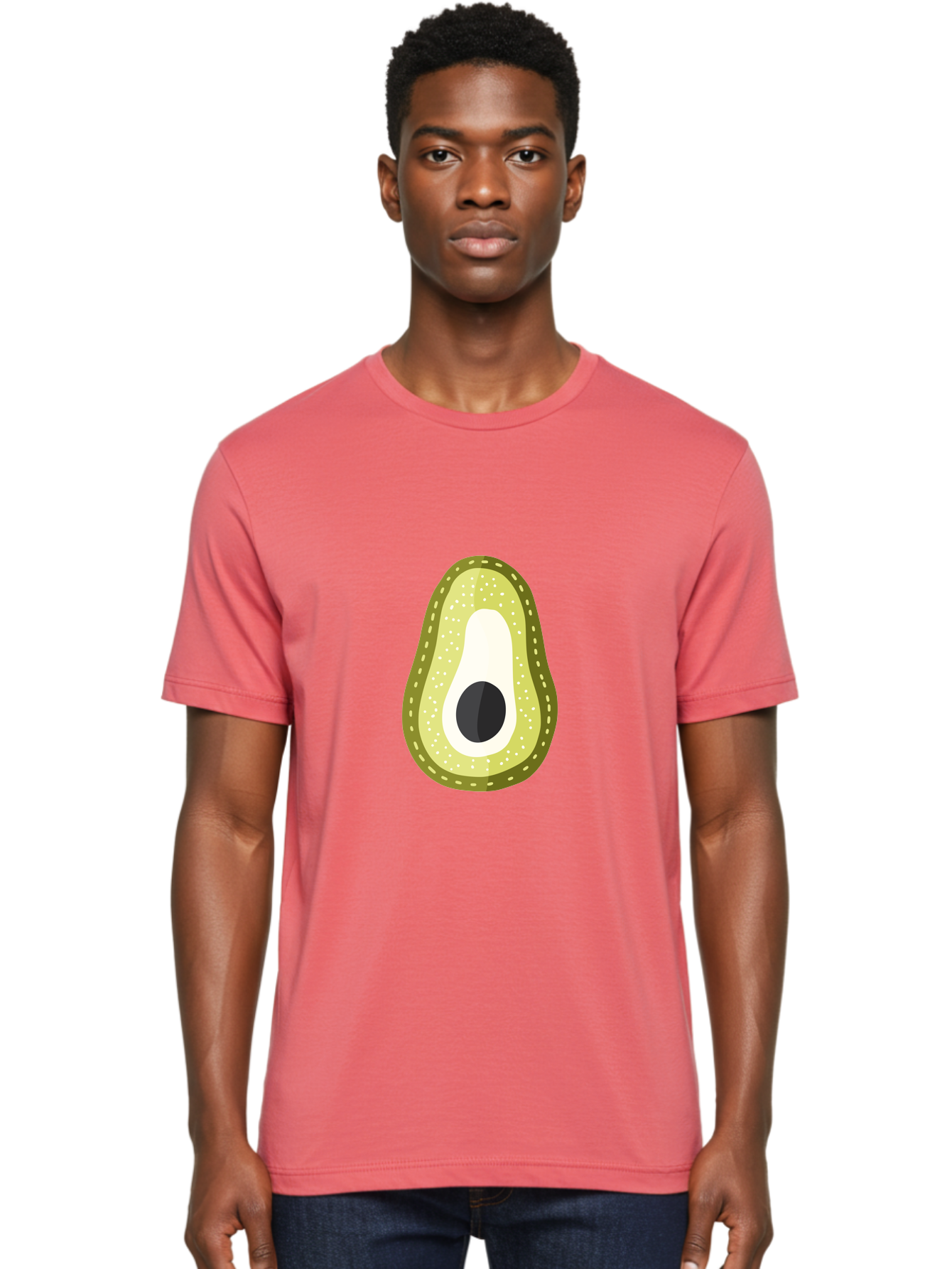 Avocado Men'S Graphic Tee, 100% Cotton, Comfortable Casual Summer Wear, Machine Washable, Avocado Slice, Ripe Avocado, Green Fruit, Single Pit, Avocado Texture, Cartoon Style, Healthy Eating, Nutritious Food, Fruit Illustration Aad671 26