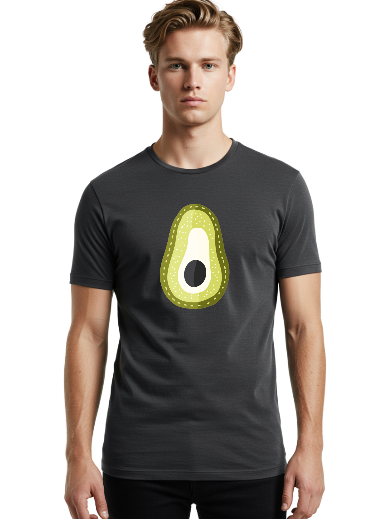 Avocado Men'S Graphic Tee, 100% Cotton, Comfortable Casual Summer Wear, Machine Washable, Avocado Slice, Ripe Avocado, Green Fruit, Single Pit, Avocado Texture, Cartoon Style, Healthy Eating, Nutritious Food, Fruit Illustration Aad671 16