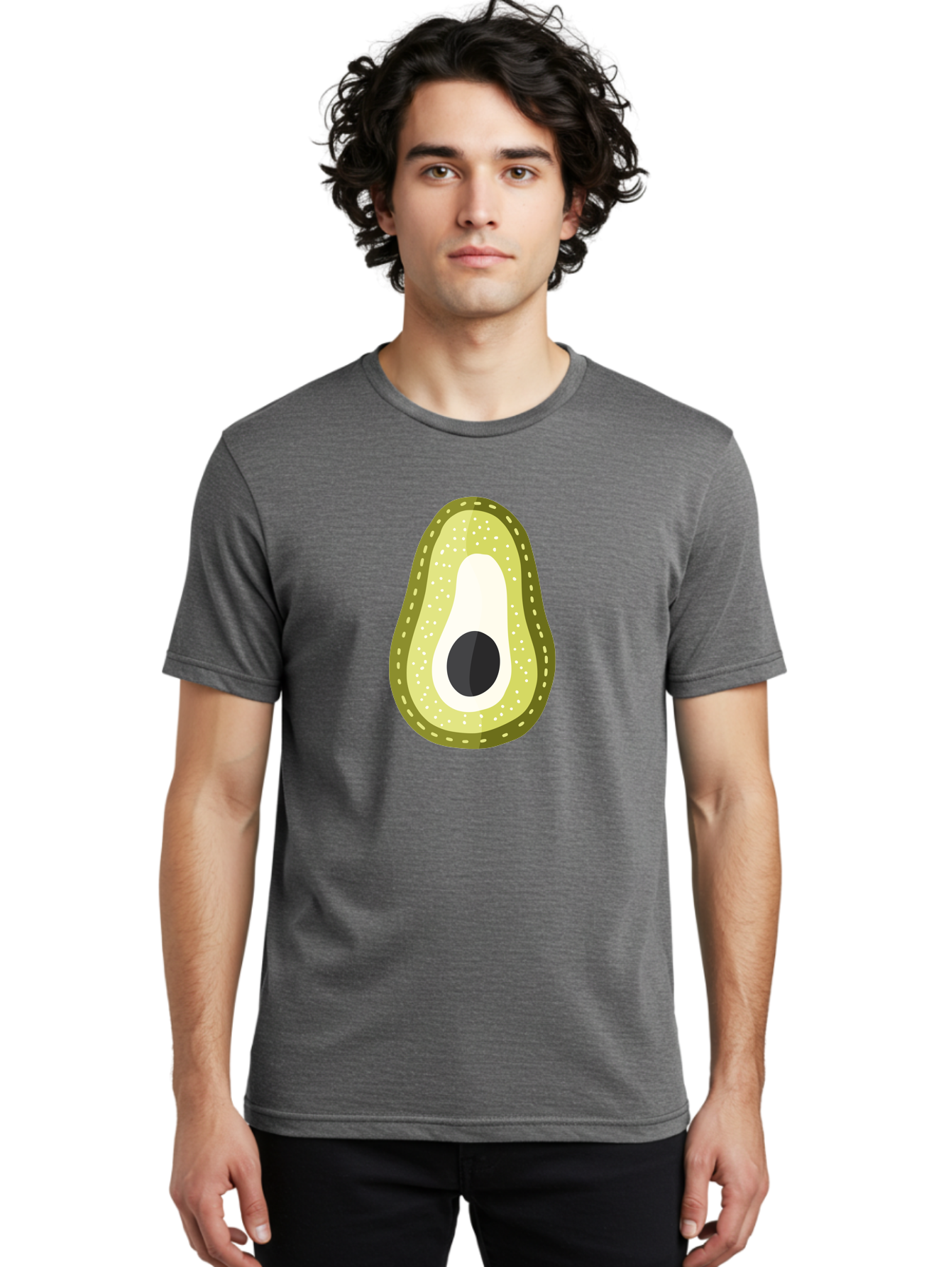 Avocado Men'S Graphic Tee, 100% Cotton, Comfortable Casual Summer Wear, Machine Washable, Avocado Slice, Ripe Avocado, Green Fruit, Single Pit, Avocado Texture, Cartoon Style, Healthy Eating, Nutritious Food, Fruit Illustration Aad671 18
