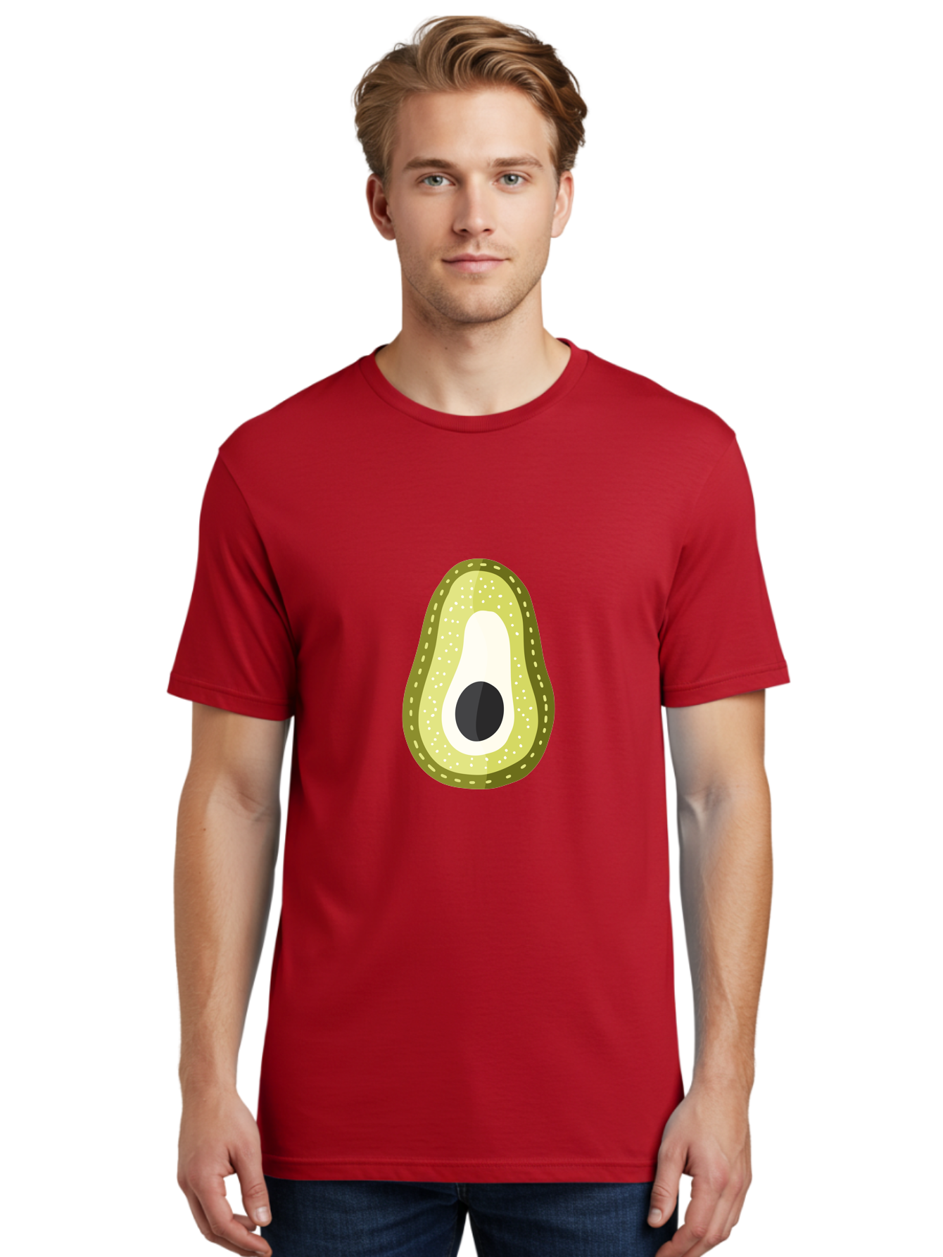 Avocado Men'S Graphic Tee, 100% Cotton, Comfortable Casual Summer Wear, Machine Washable, Avocado Slice, Ripe Avocado, Green Fruit, Single Pit, Avocado Texture, Cartoon Style, Healthy Eating, Nutritious Food, Fruit Illustration Aad671 14