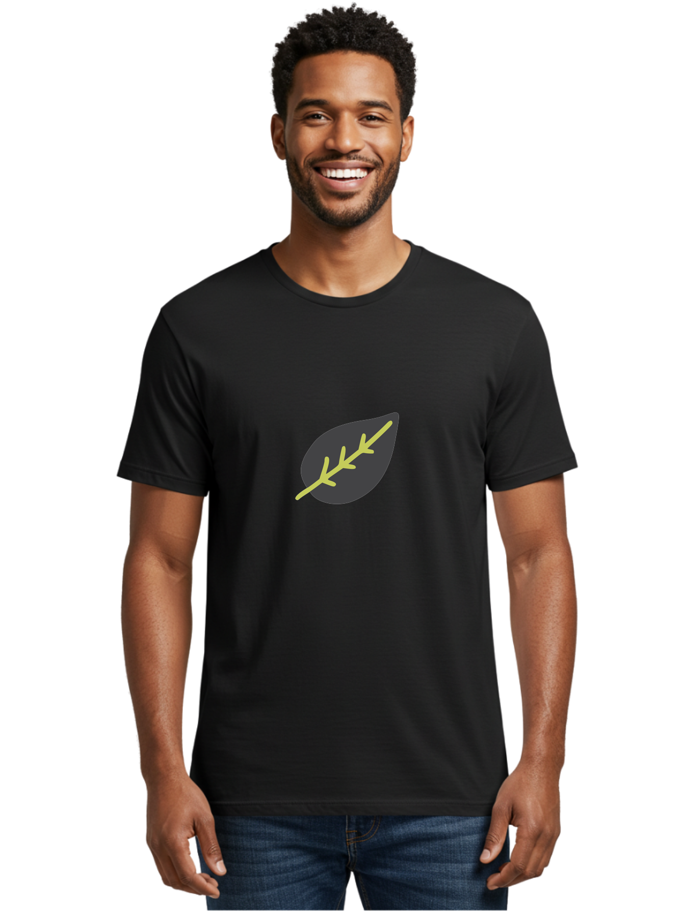 Black-Leaf Men'S Graphic Tee, 100% Cotton, Comfortable Casual Summer Wear, Machine Washable, Simple Leaf Design, Minimalist Illustration, Dark Leaf With Yellow Veins, Leaf Icon, Nature Symbol, Eco-Friendly Graphic Aad675 22