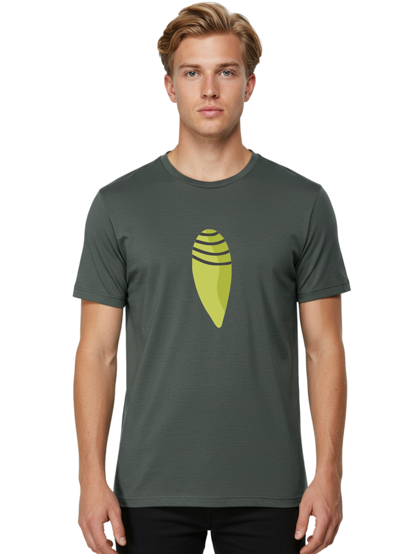 Conch-Shell Men'S Graphic Tee, 100% Cotton, Comfortable Casual Summer Wear, Machine Washable, Conch Shell, Seashell, Ocean Shell, Striped Shell, Yellow Shell, Black Stripes, Sea Creature, Marine Life, Beach Finds, Coastal Decor, Aad687 24