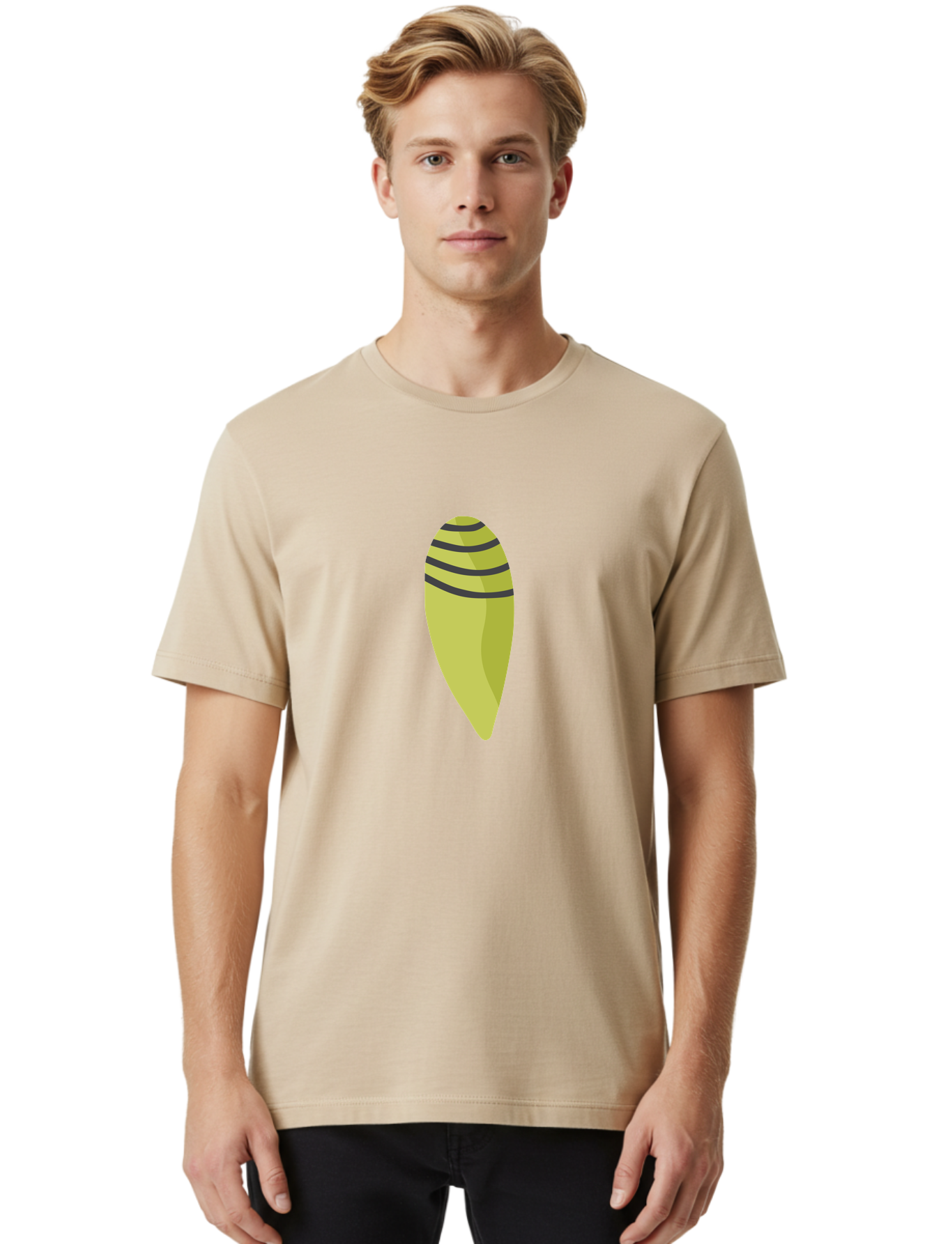 Conch-Shell Men'S Graphic Tee, 100% Cotton, Comfortable Casual Summer Wear, Machine Washable, Conch Shell, Seashell, Ocean Shell, Striped Shell, Yellow Shell, Black Stripes, Sea Creature, Marine Life, Beach Finds, Coastal Decor, Aad687 14