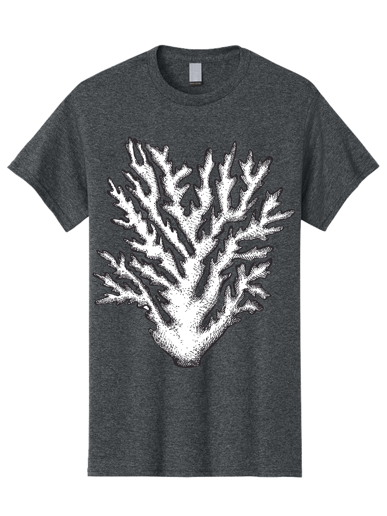 Coral-1 Men'S Graphic Tee, 100% Cotton, Comfortable Casual Summer Wear, Machine Washable, White Coral, Coral Illustration, Marine Life, Underwater World, Ocean Creatures, Coral Reef, Black And White Art Aad688 21