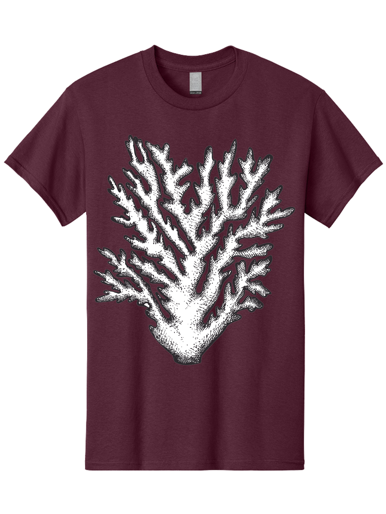 Coral-1 Men'S Graphic Tee, 100% Cotton, Comfortable Casual Summer Wear, Machine Washable, White Coral, Coral Illustration, Marine Life, Underwater World, Ocean Creatures, Coral Reef, Black And White Art Aad688 1