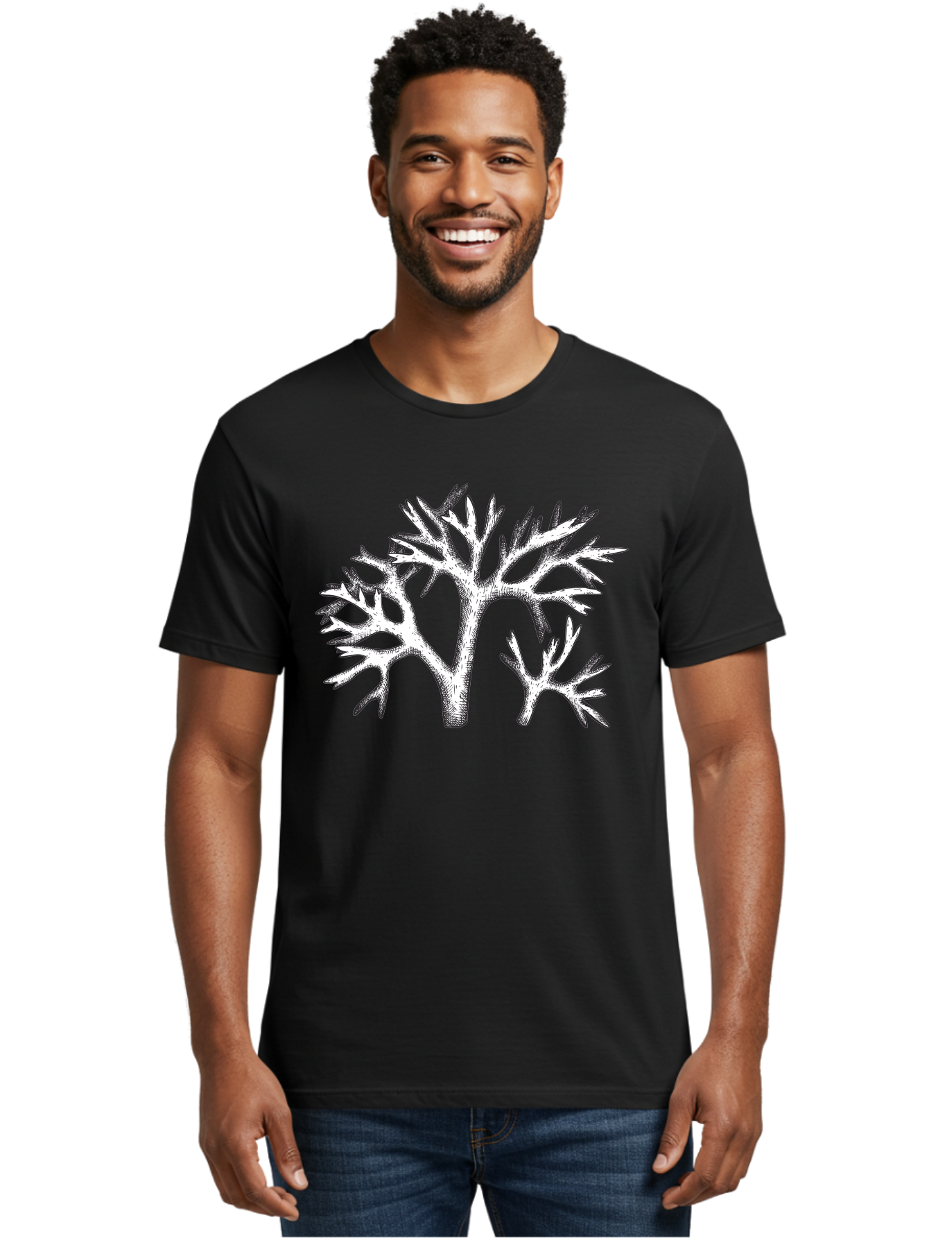 Coral-3 Men'S Graphic Tee, 100% Cotton, Comfortable Casual Summer Wear, Machine Washable, Coral Reefs, Marine Life, Ocean Creatures, Underwater World, Coral Branches, Black And White Illustration, Detailed Drawing, Abstract Shapes Aad690 28
