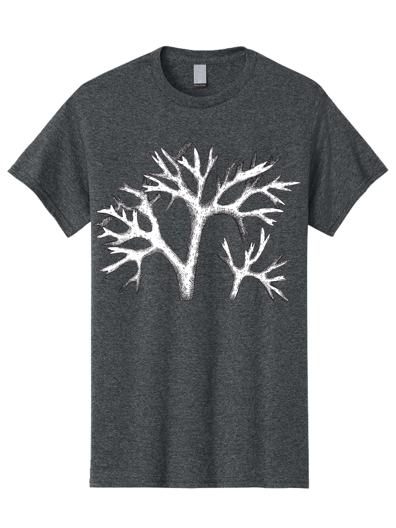 Coral-3 Men'S Graphic Tee, 100% Cotton, Comfortable Casual Summer Wear, Machine Washable, Coral Reefs, Marine Life, Ocean Creatures, Underwater World, Coral Branches, Black And White Illustration, Detailed Drawing, Abstract Shapes Aad690 23