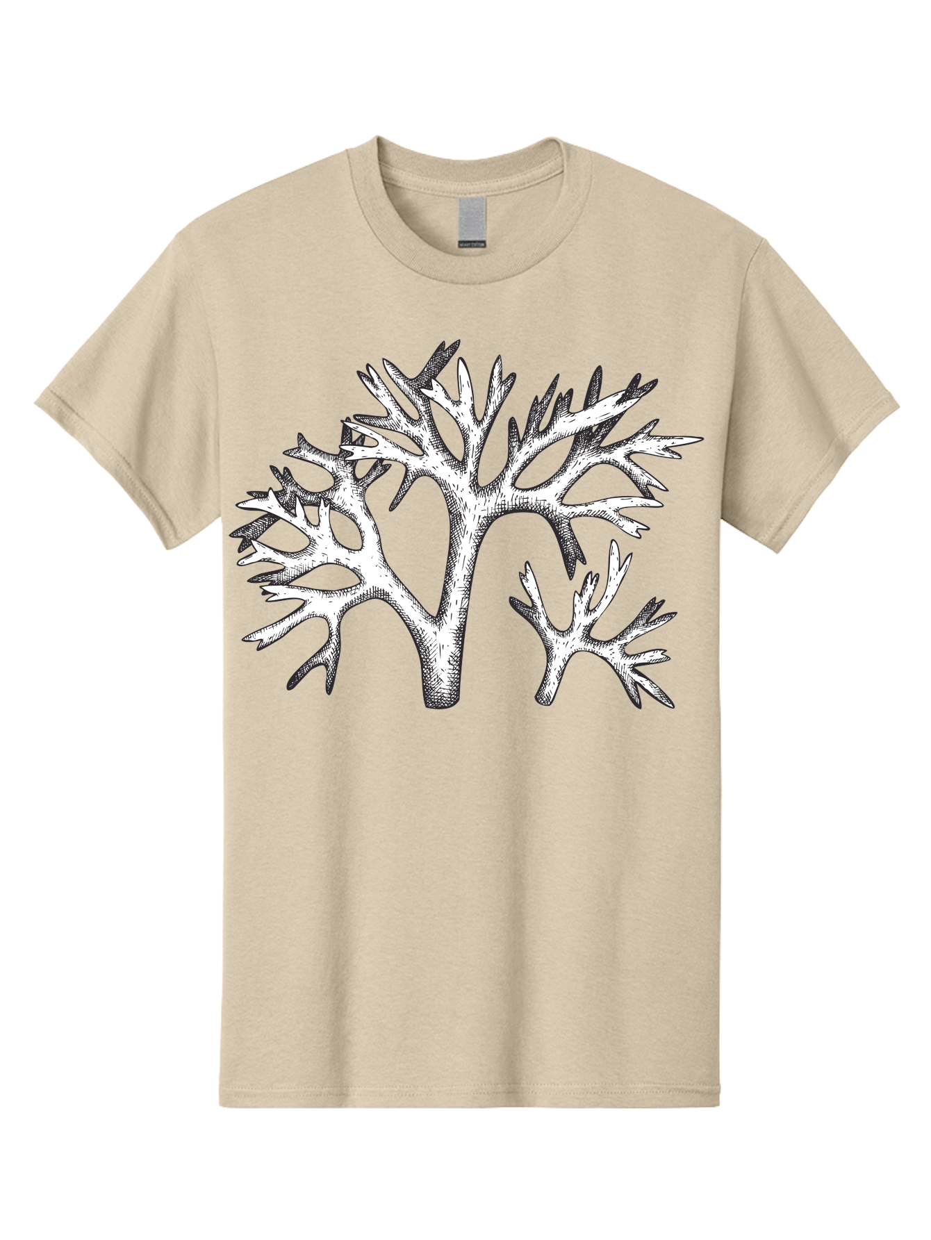 Coral-3 Men'S Graphic Tee, 100% Cotton, Comfortable Casual Summer Wear, Machine Washable, Coral Reefs, Marine Life, Ocean Creatures, Underwater World, Coral Branches, Black And White Illustration, Detailed Drawing, Abstract Shapes Aad690 19