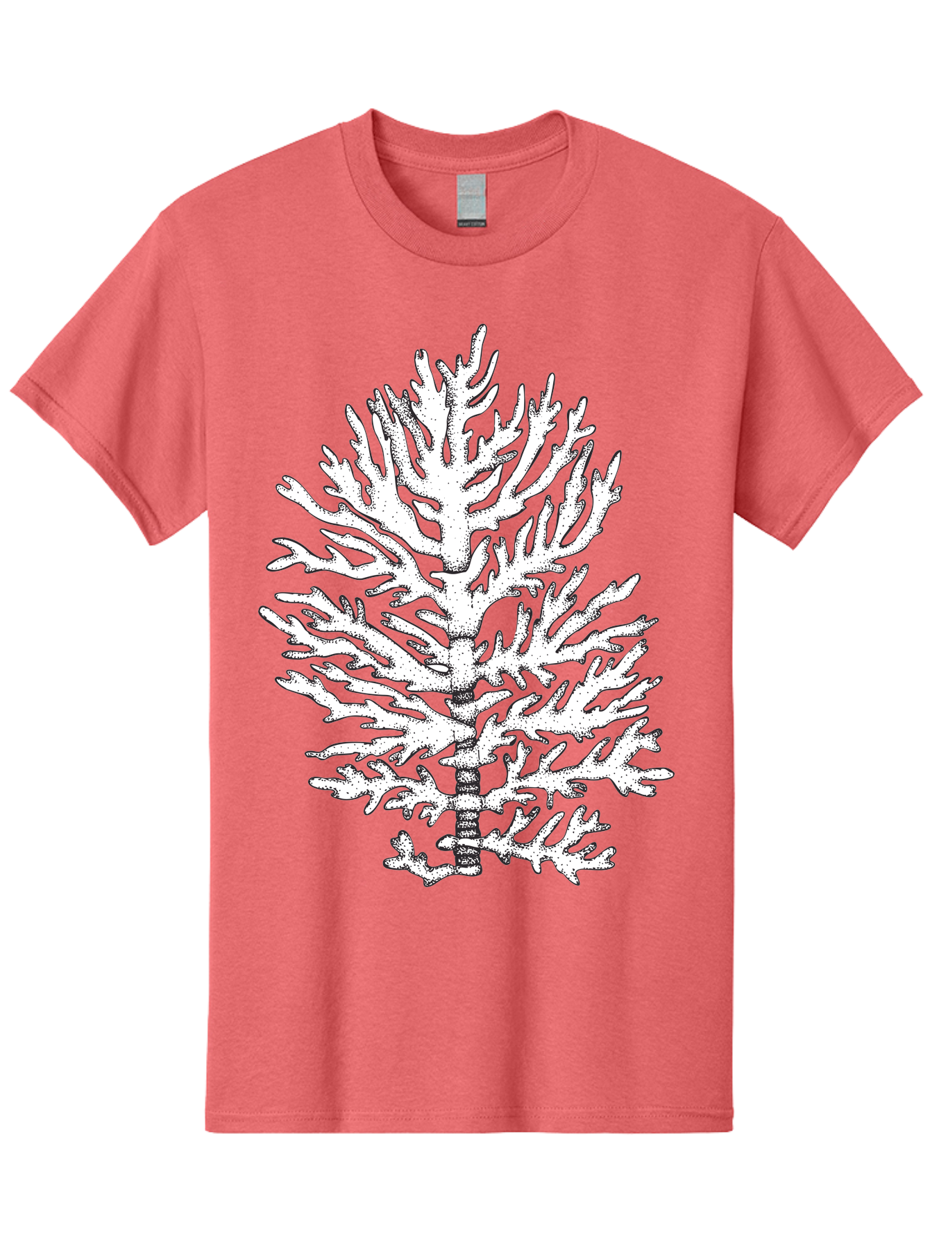 Coral Men'S Graphic Tee, 100% Cotton, Comfortable Casual Summer Wear, Machine Washable, White Coral, Branching Coral, Detailed Illustration, Marine Life, Ocean Creatures, Intricate Design, Coral Reef, Underwater World, Sea Life, Aad691 3
