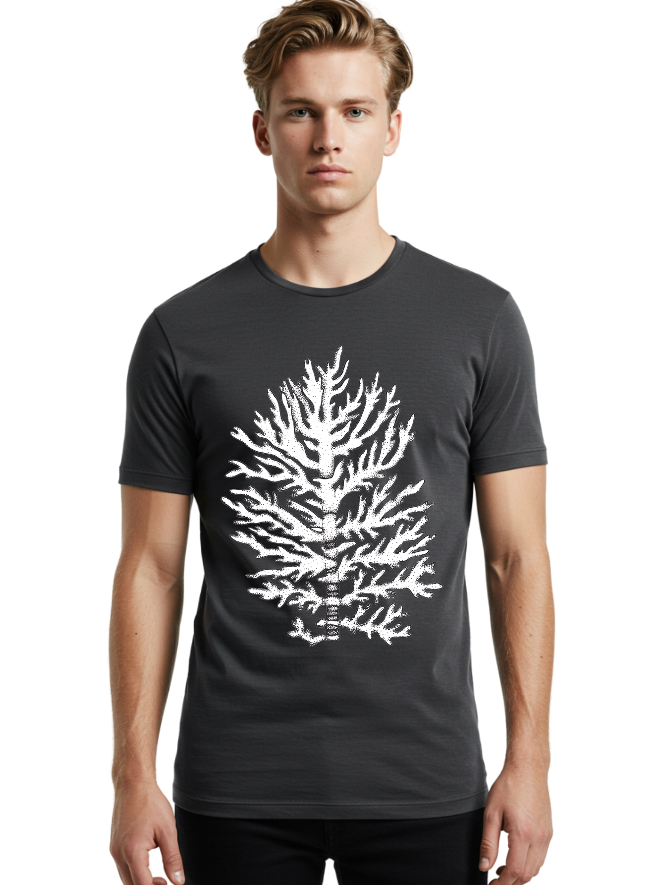 Coral Men'S Graphic Tee, 100% Cotton, Comfortable Casual Summer Wear, Machine Washable, White Coral, Branching Coral, Detailed Illustration, Marine Life, Ocean Creatures, Intricate Design, Coral Reef, Underwater World, Sea Life, Aad691 24