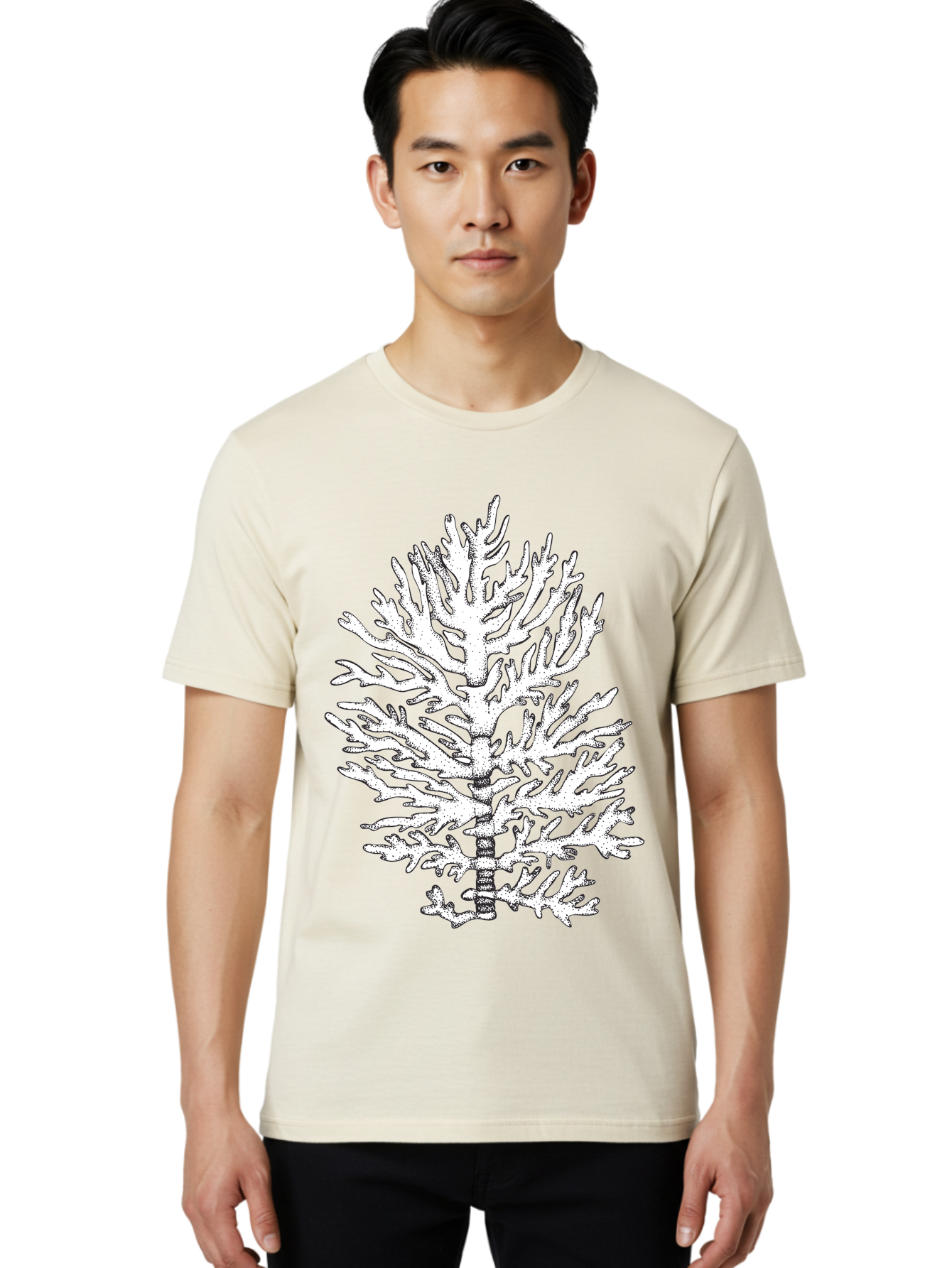 Coral Men'S Graphic Tee, 100% Cotton, Comfortable Casual Summer Wear, Machine Washable, White Coral, Branching Coral, Detailed Illustration, Marine Life, Ocean Creatures, Intricate Design, Coral Reef, Underwater World, Sea Life, Aad691 6