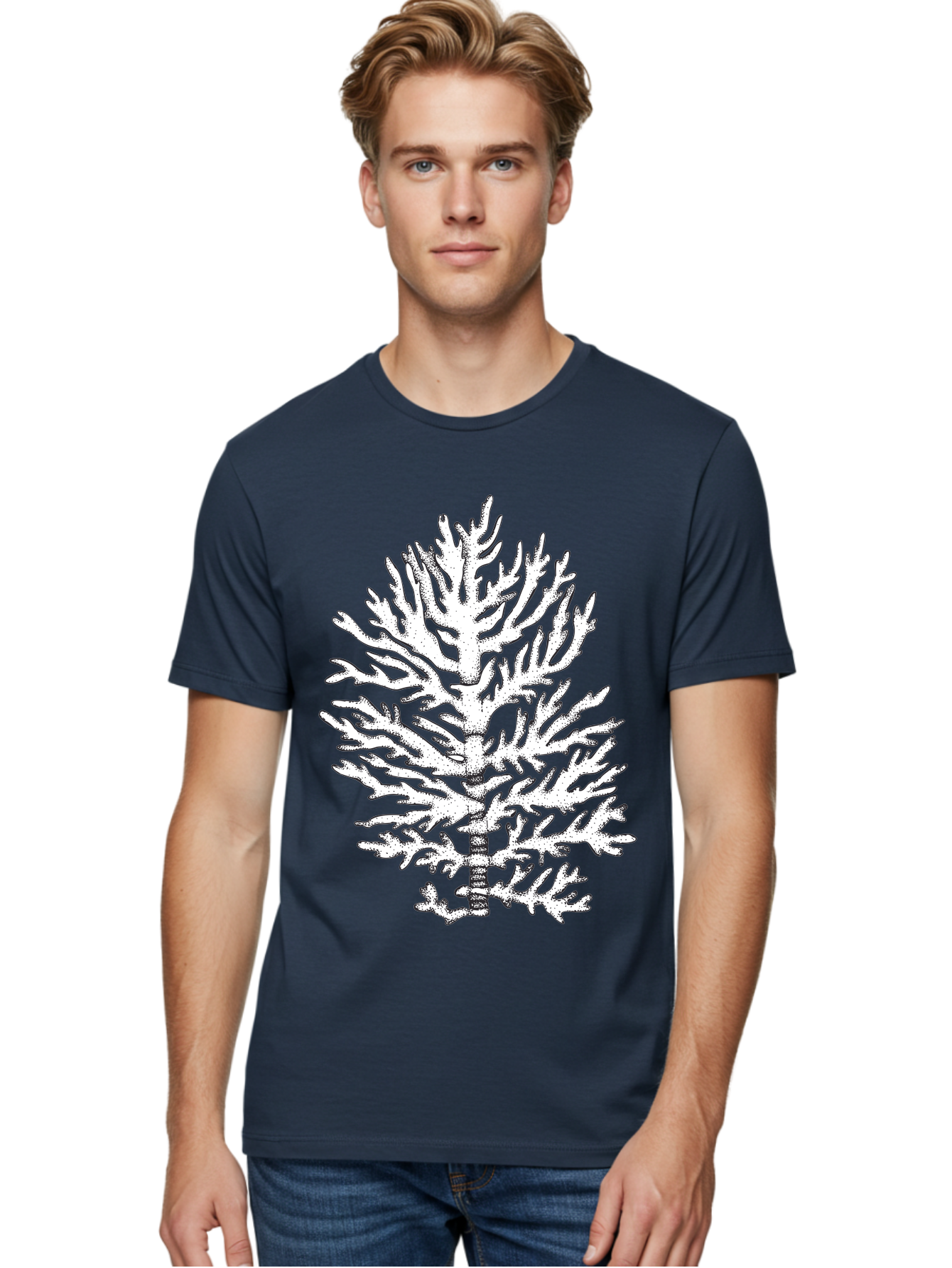 Coral Men'S Graphic Tee, 100% Cotton, Comfortable Casual Summer Wear, Machine Washable, White Coral, Branching Coral, Detailed Illustration, Marine Life, Ocean Creatures, Intricate Design, Coral Reef, Underwater World, Sea Life, Aad691 8