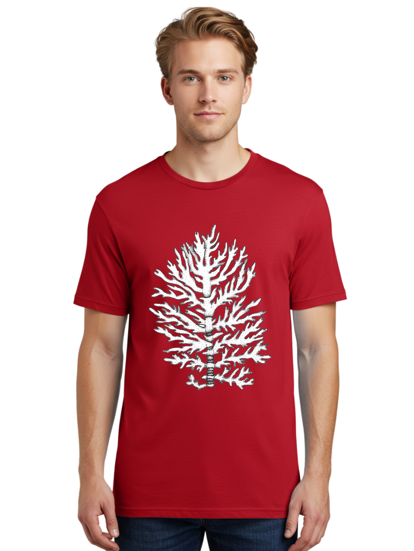 Coral Men'S Graphic Tee, 100% Cotton, Comfortable Casual Summer Wear, Machine Washable, White Coral, Branching Coral, Detailed Illustration, Marine Life, Ocean Creatures, Intricate Design, Coral Reef, Underwater World, Sea Life, Aad691 26