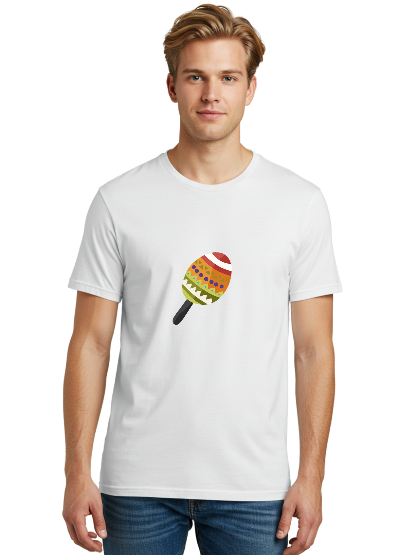 Maracas Men'S Graphic Tee, 100% Cotton, Comfortable Casual Summer Wear, Machine Washable, Colorful Maracas, Maraca Instrument, Musical Instrument, Latin American Music, Vibrant Patterns, Rhythmic Beats, Festive Atmosphere, Cultural Heritage Aad719 4