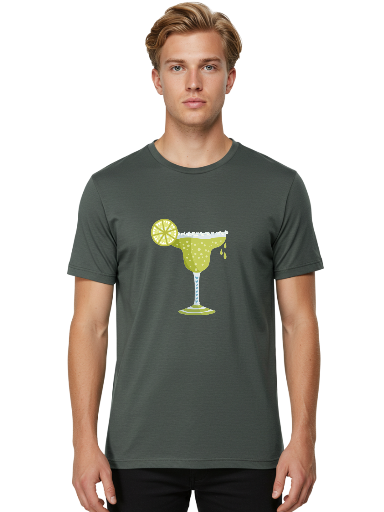 Margarita Men'S Graphic Tee, 100% Cotton, Comfortable Casual Summer Wear, Machine Washable, Classic Margarita Cocktail, Salt Rim, Lime Wheel, Refreshing Drink, Party Drink, Barware, Green Drink, Citrus Flavor Aad720 24