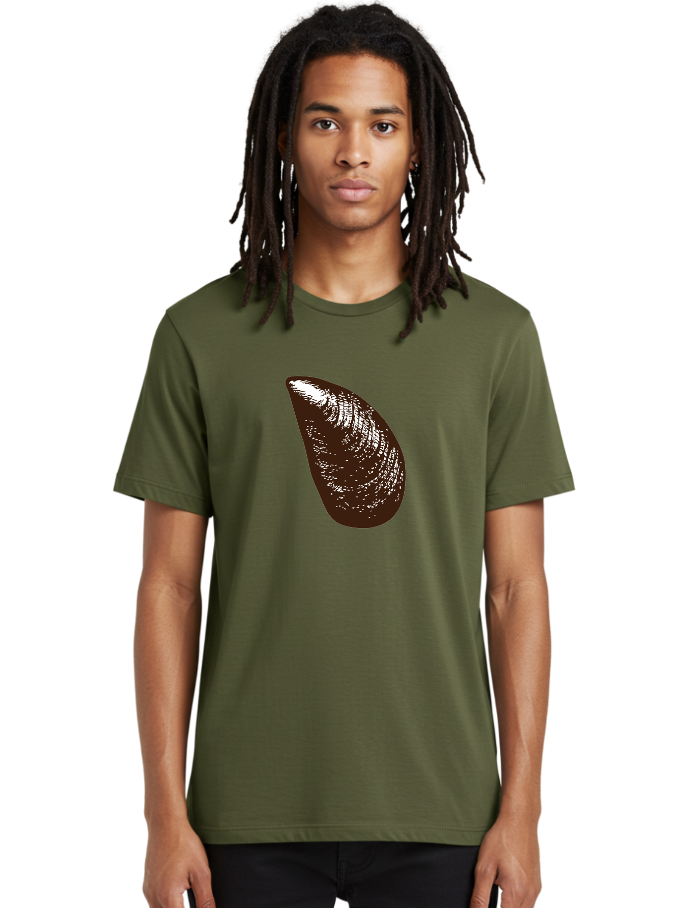 Mussel Men'S Graphic Tee, 100% Cotton, Comfortable Casual Summer Wear, Machine Washable, Mussel Shell, Seafood, Ocean Delicacy, Dark Brown Shell, White Highlights, Textured Surface, Marine Life, Culinary Delight Aad724 28