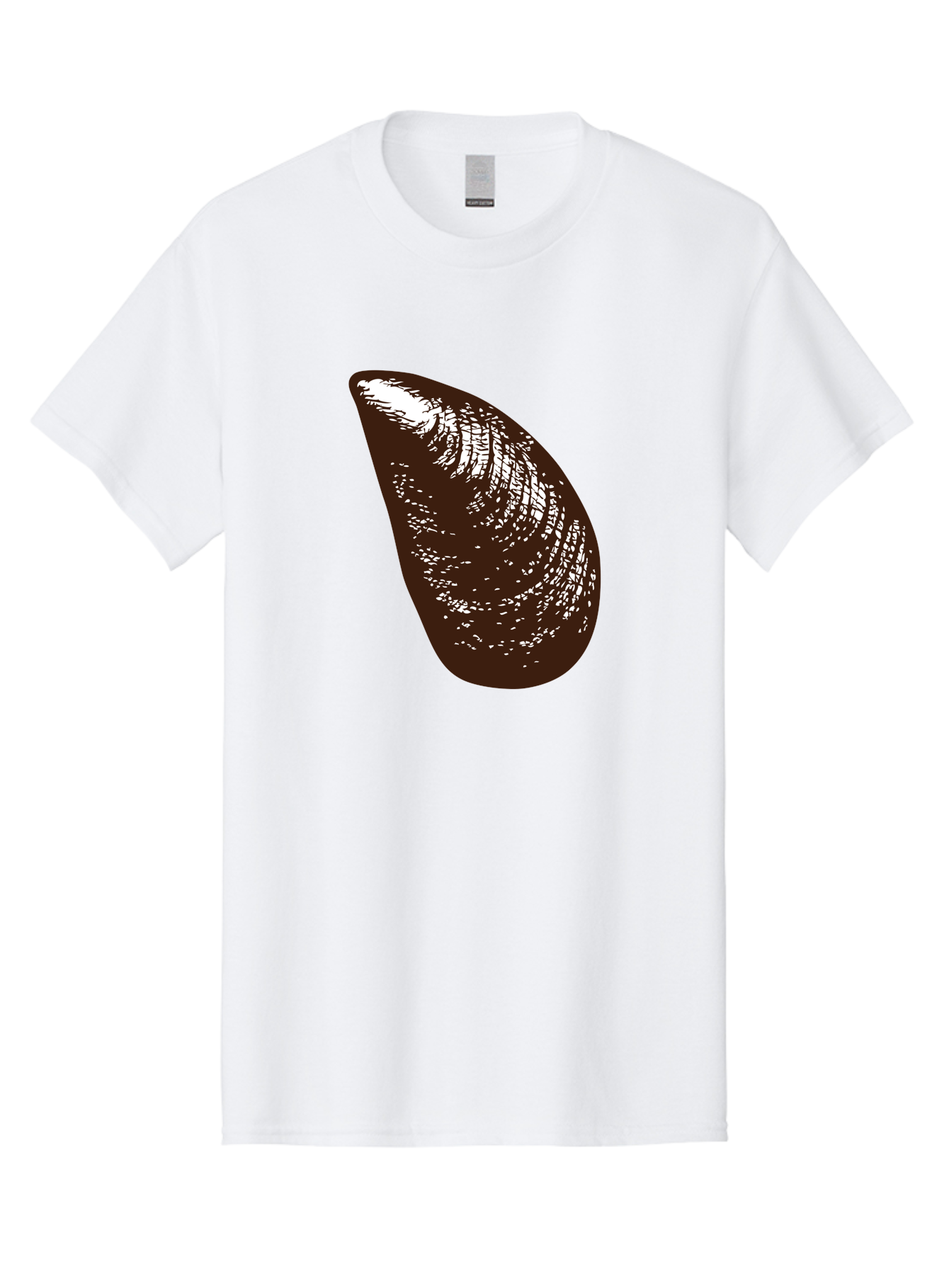 Mussel Men'S Graphic Tee, 100% Cotton, Comfortable Casual Summer Wear, Machine Washable, Mussel Shell, Seafood, Ocean Delicacy, Dark Brown Shell, White Highlights, Textured Surface, Marine Life, Culinary Delight Aad724 5