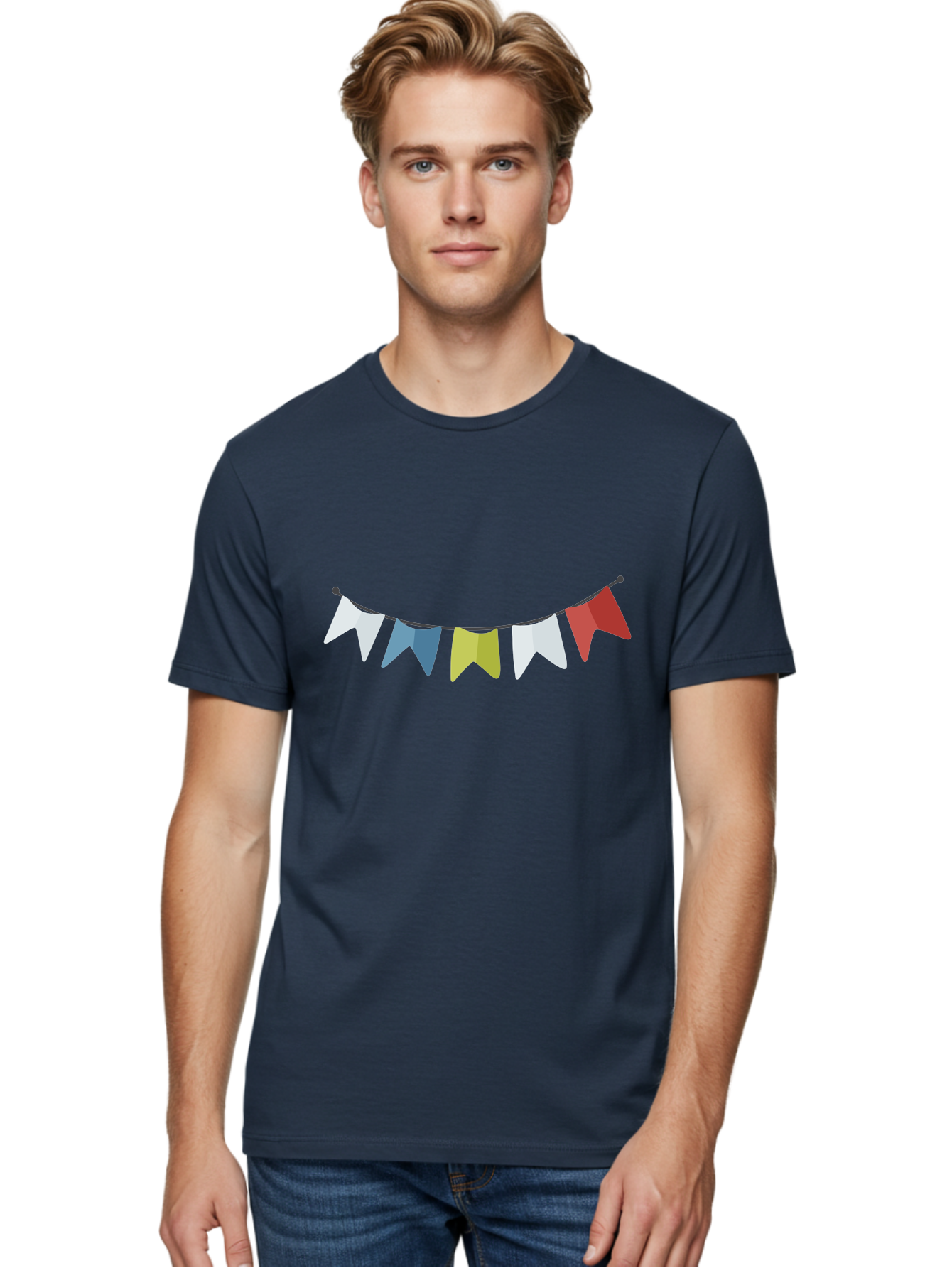 Party-Flags Men'S Graphic Tee, 100% Cotton, Comfortable Casual Summer Wear, Machine Washable, Colorful Party Flags, Festive Decorations, Celebration Bunting, Vibrant Pennants, Party Accessories, Festive Atmosphere, Event Decorations Aad729 12