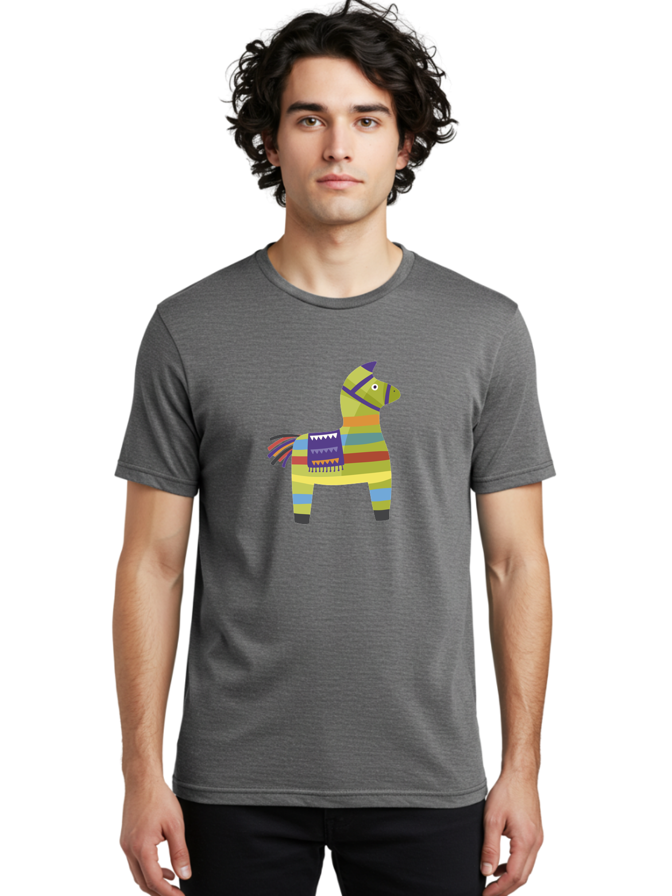 Pinata-Donkey Men'S Graphic Tee, 100% Cotton, Comfortable Casual Summer Wear, Machine Washable, Colorful Pinata Donkey, Festive Decor, Party Favors, Celebration, Cartoon Character, Vibrant Colors, Whimsical Design, Playful, Lively, Fun Aad732 14