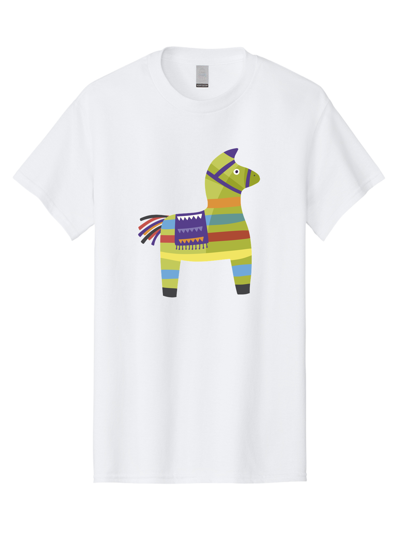 Pinata-Donkey Men'S Graphic Tee, 100% Cotton, Comfortable Casual Summer Wear, Machine Washable, Colorful Pinata Donkey, Festive Decor, Party Favors, Celebration, Cartoon Character, Vibrant Colors, Whimsical Design, Playful, Lively, Fun Aad732 3