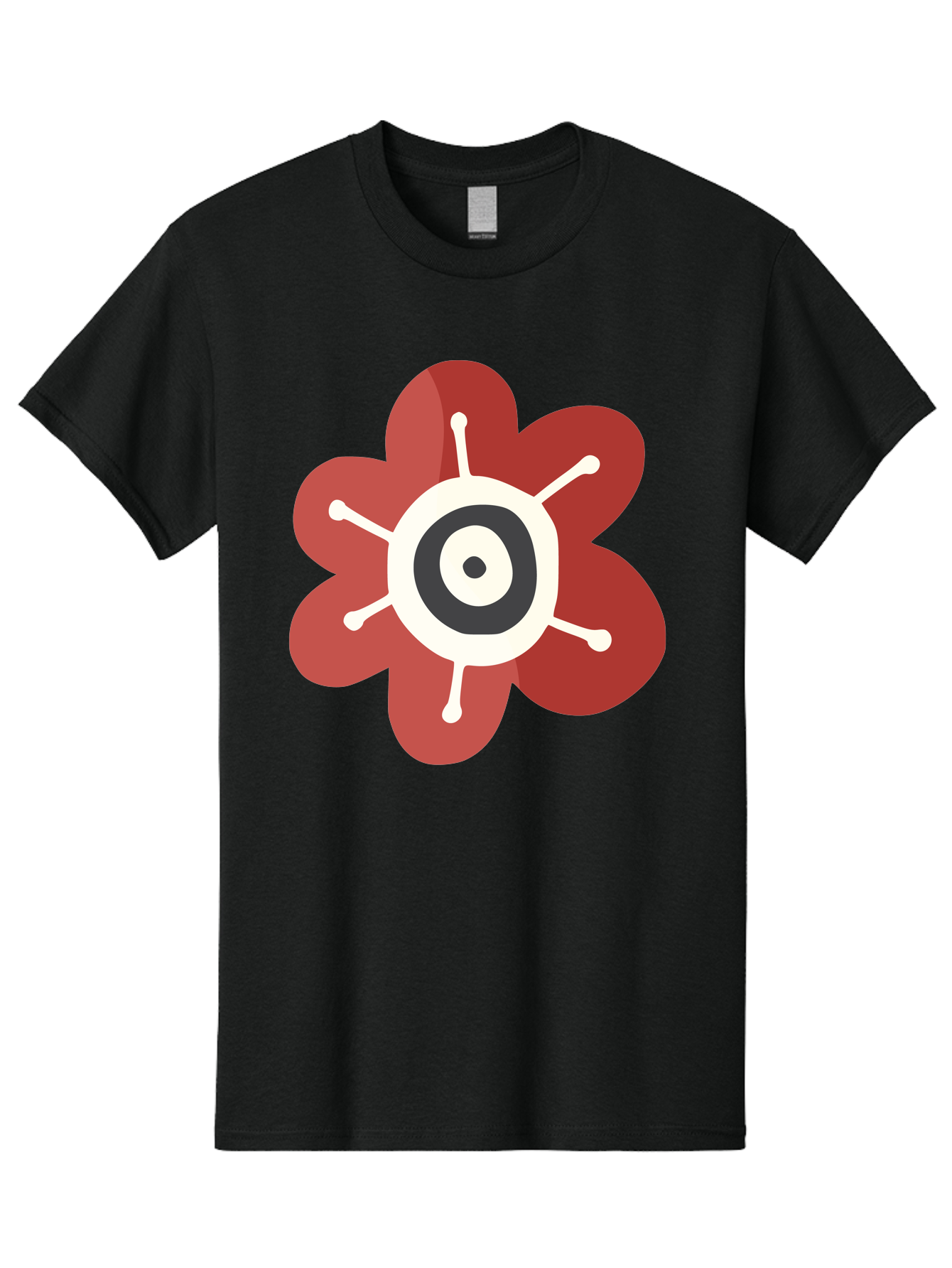 Red-Flower-1 Men'S Graphic Tee, 100% Cotton, Comfortable Casual Summer Wear, Machine Washable, Red Flower Illustration, Stylized Floral Design, Abstract Flower, Minimalist Art, White And Black Center, Bold Graphics, Modern Icon Aad742 21