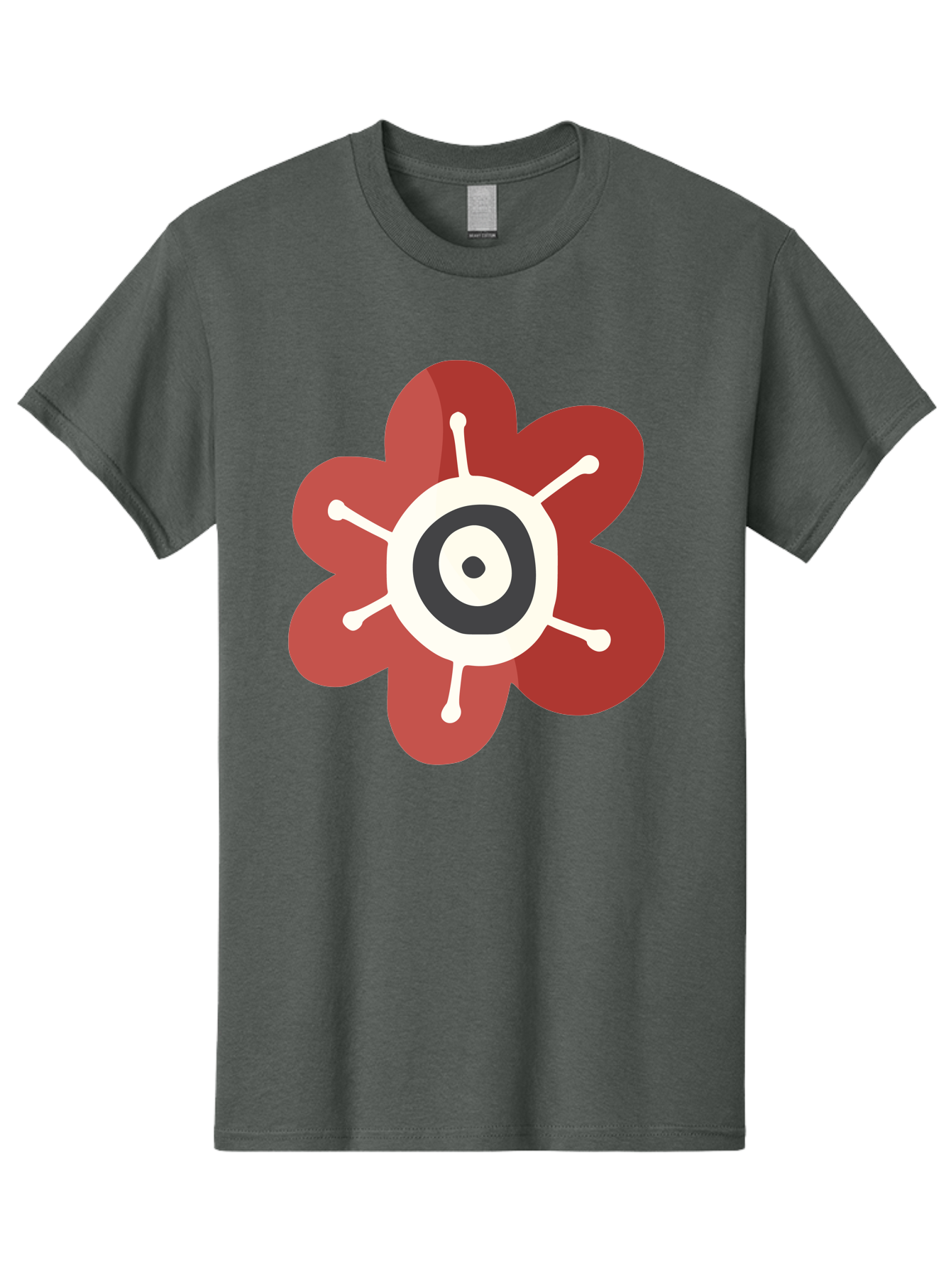 Red-Flower-1 Men'S Graphic Tee, 100% Cotton, Comfortable Casual Summer Wear, Machine Washable, Red Flower Illustration, Stylized Floral Design, Abstract Flower, Minimalist Art, White And Black Center, Bold Graphics, Modern Icon Aad742 23