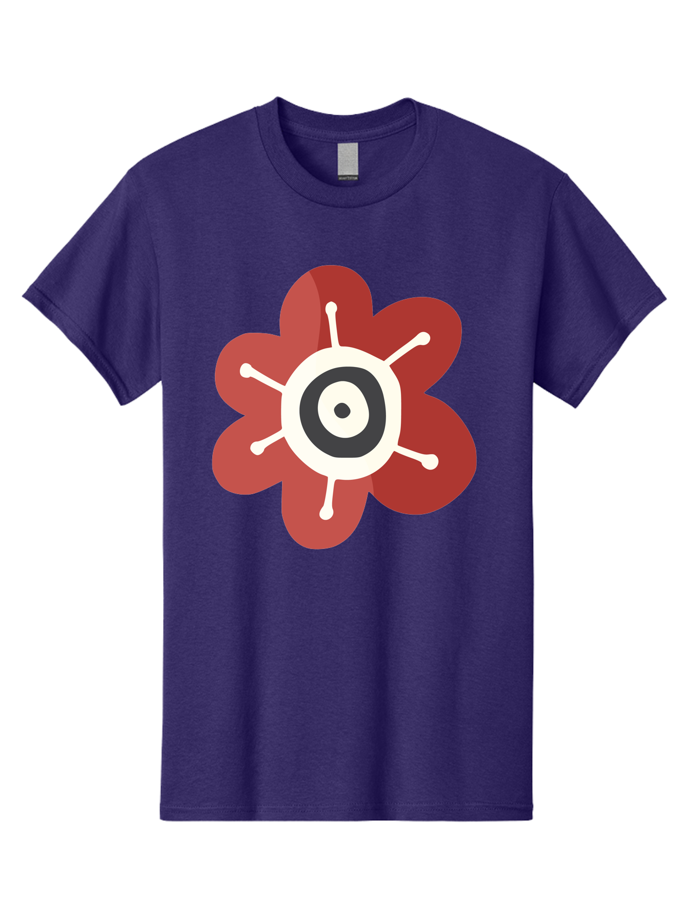 Red-Flower-1 Men'S Graphic Tee, 100% Cotton, Comfortable Casual Summer Wear, Machine Washable, Red Flower Illustration, Stylized Floral Design, Abstract Flower, Minimalist Art, White And Black Center, Bold Graphics, Modern Icon Aad742 7