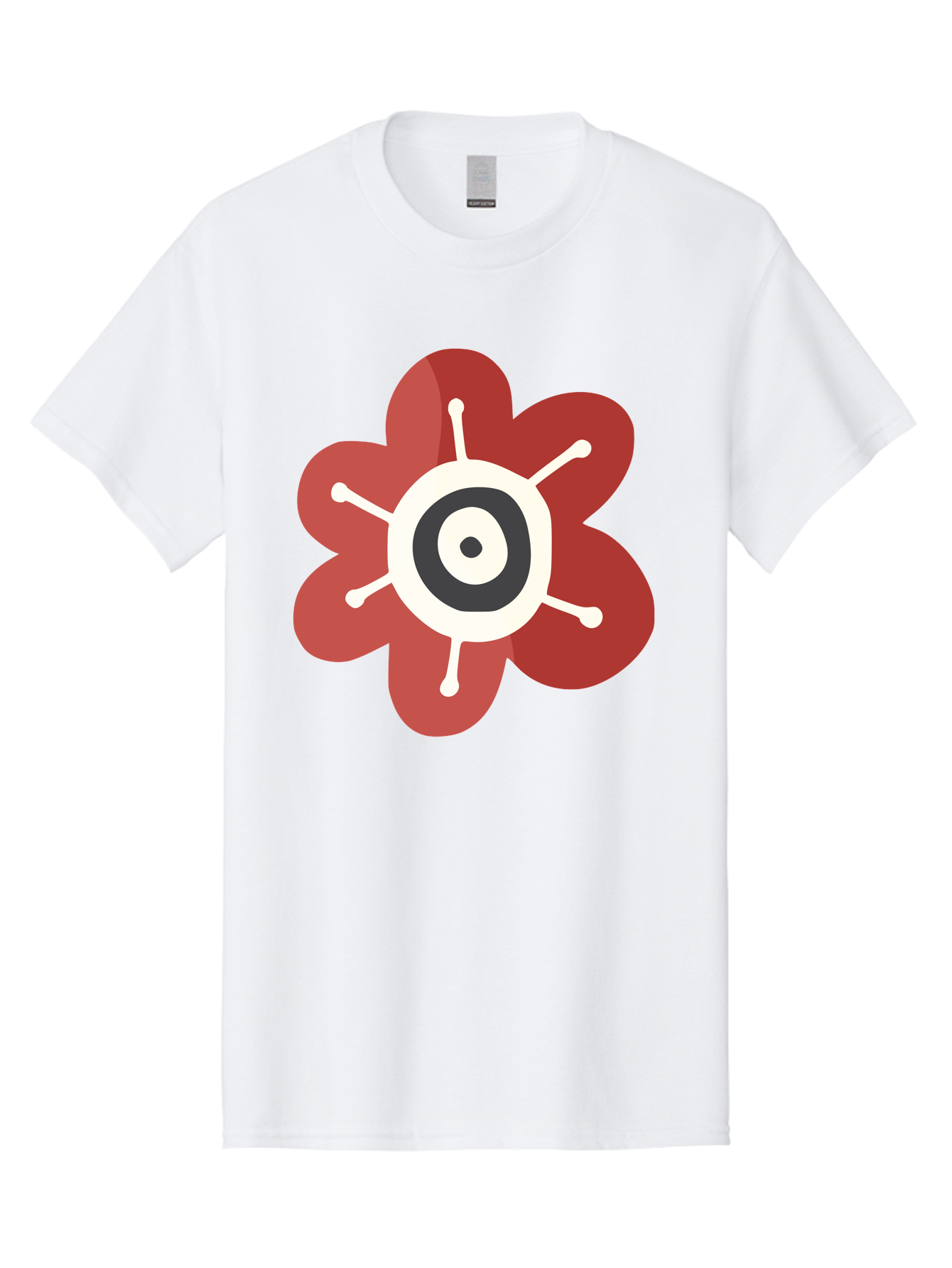 Red-Flower-1 Men'S Graphic Tee, 100% Cotton, Comfortable Casual Summer Wear, Machine Washable, Red Flower Illustration, Stylized Floral Design, Abstract Flower, Minimalist Art, White And Black Center, Bold Graphics, Modern Icon Aad742 3