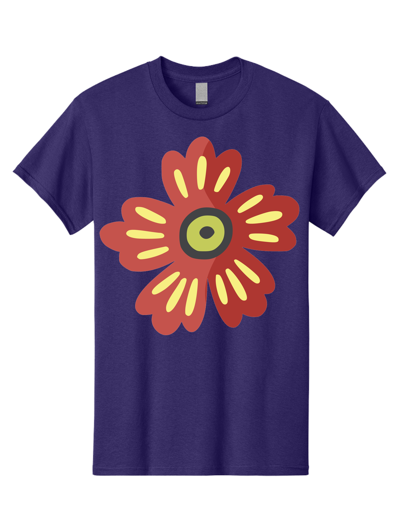 Red-Flower-2 Men'S Graphic Tee, 100% Cotton, Comfortable Casual Summer Wear, Machine Washable, Red Flower Illustration, Yellow And Black Center, Floral Design, Abstract Flower, Graphic Art, Modern Illustration, Simple Shapes, Bold Colors, Aad743 25