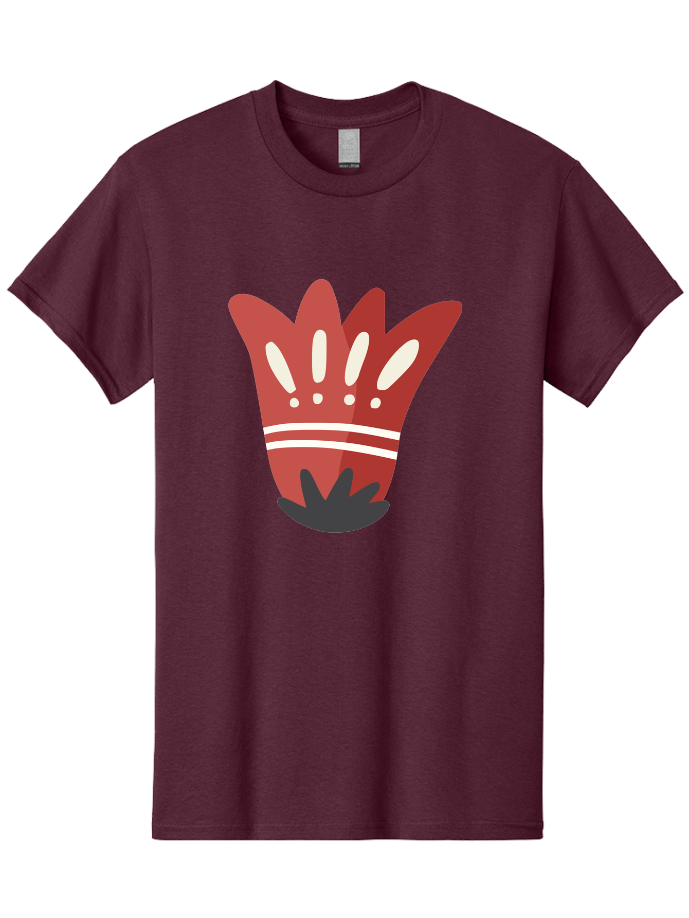 Red-Hand Men'S Graphic Tee, 100% Cotton, Comfortable Casual Summer Wear, Machine Washable, Red Hand Illustration, Hand With Fingers Spread, White Accents On Fingers, Symbol Or Gesture, Bold Design, Simple Shapes, Minimalist Style, Aad745 21